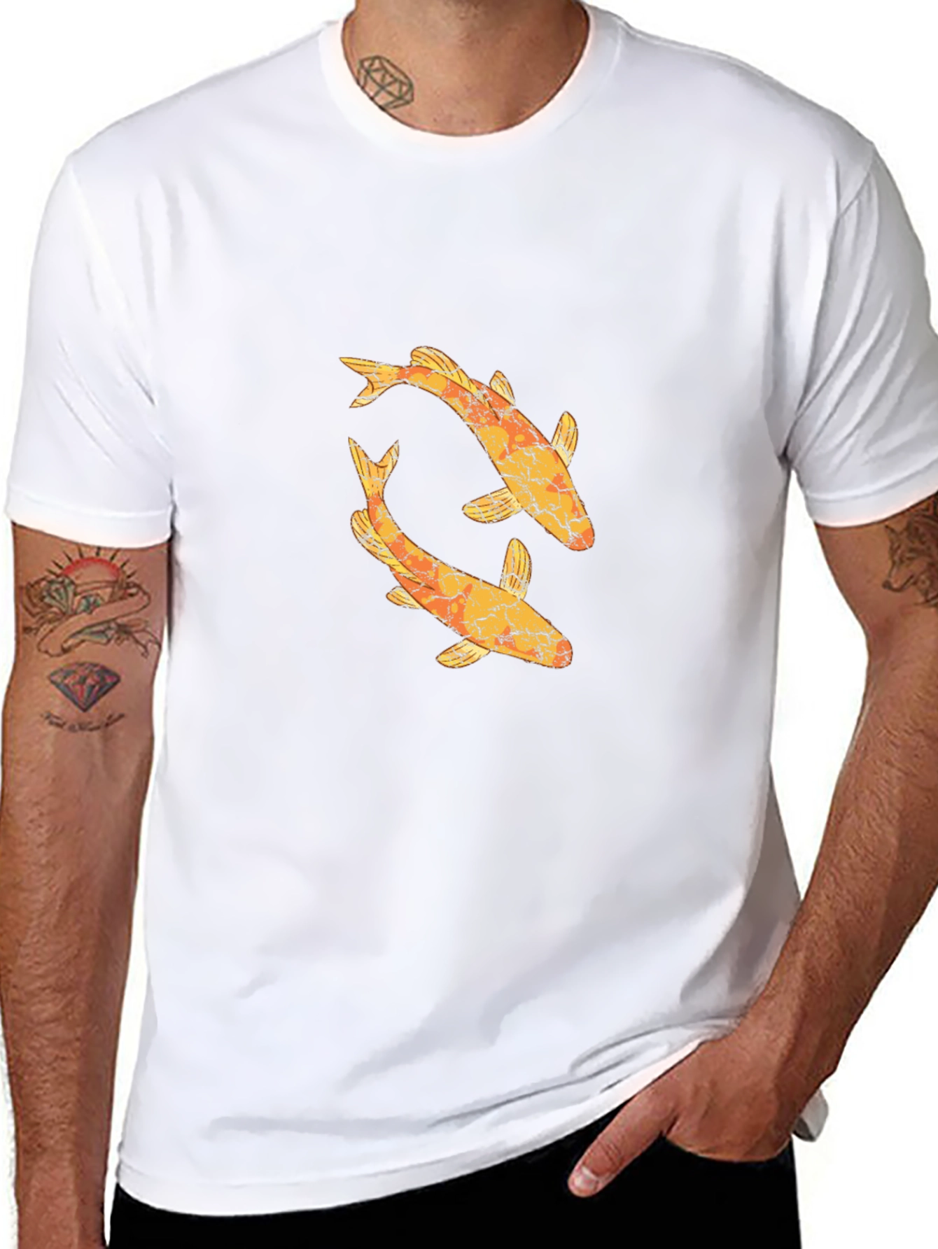 Koi Fish Graphic Tee - Black Cotton T-Shirt