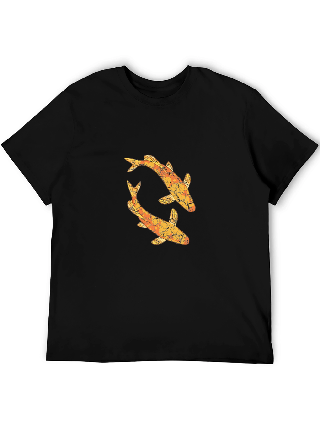 Koi Fish Graphic Tee - Black Cotton T-Shirt