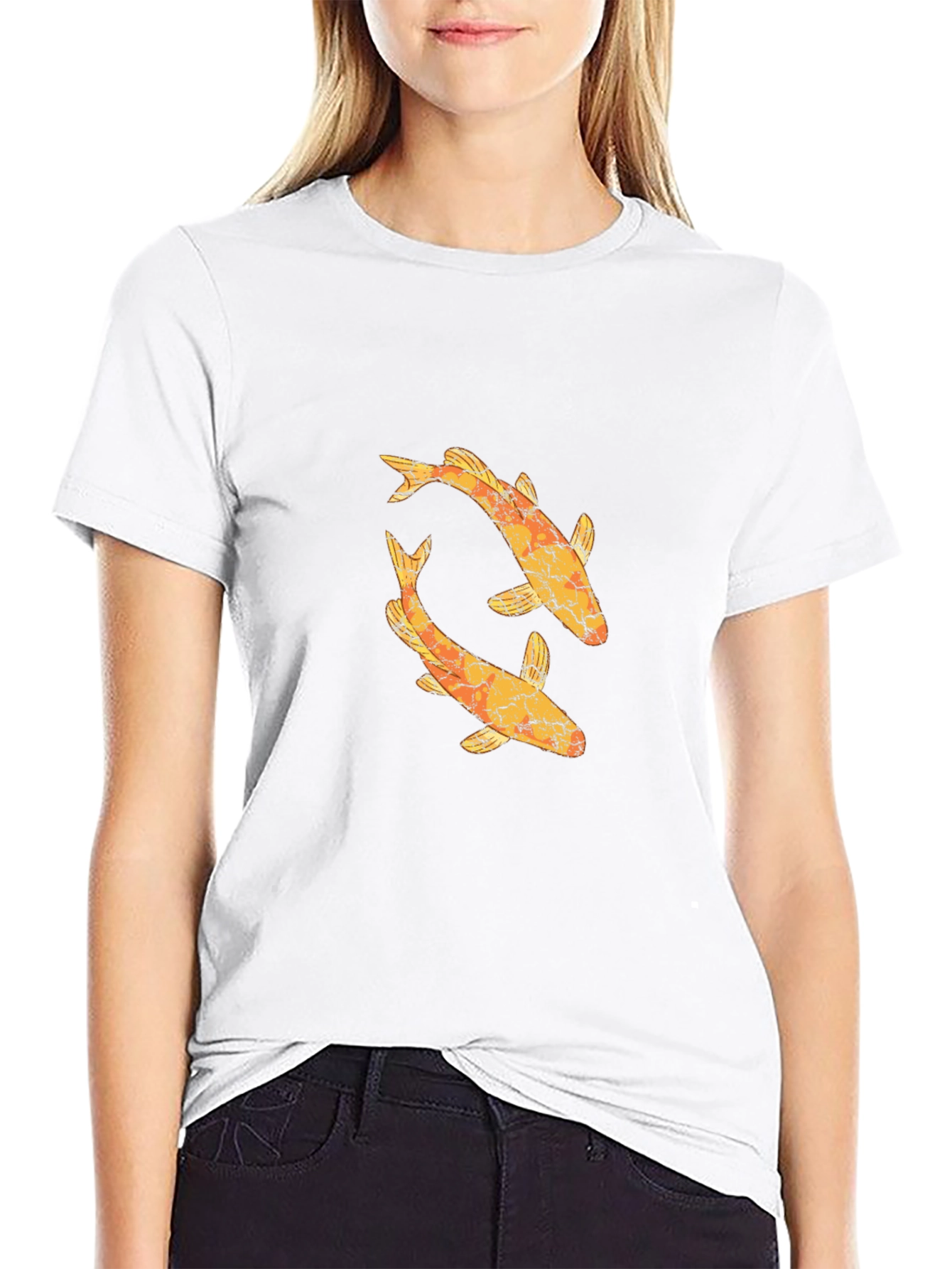Koi Fish Graphic Tee - Black Cotton T-Shirt