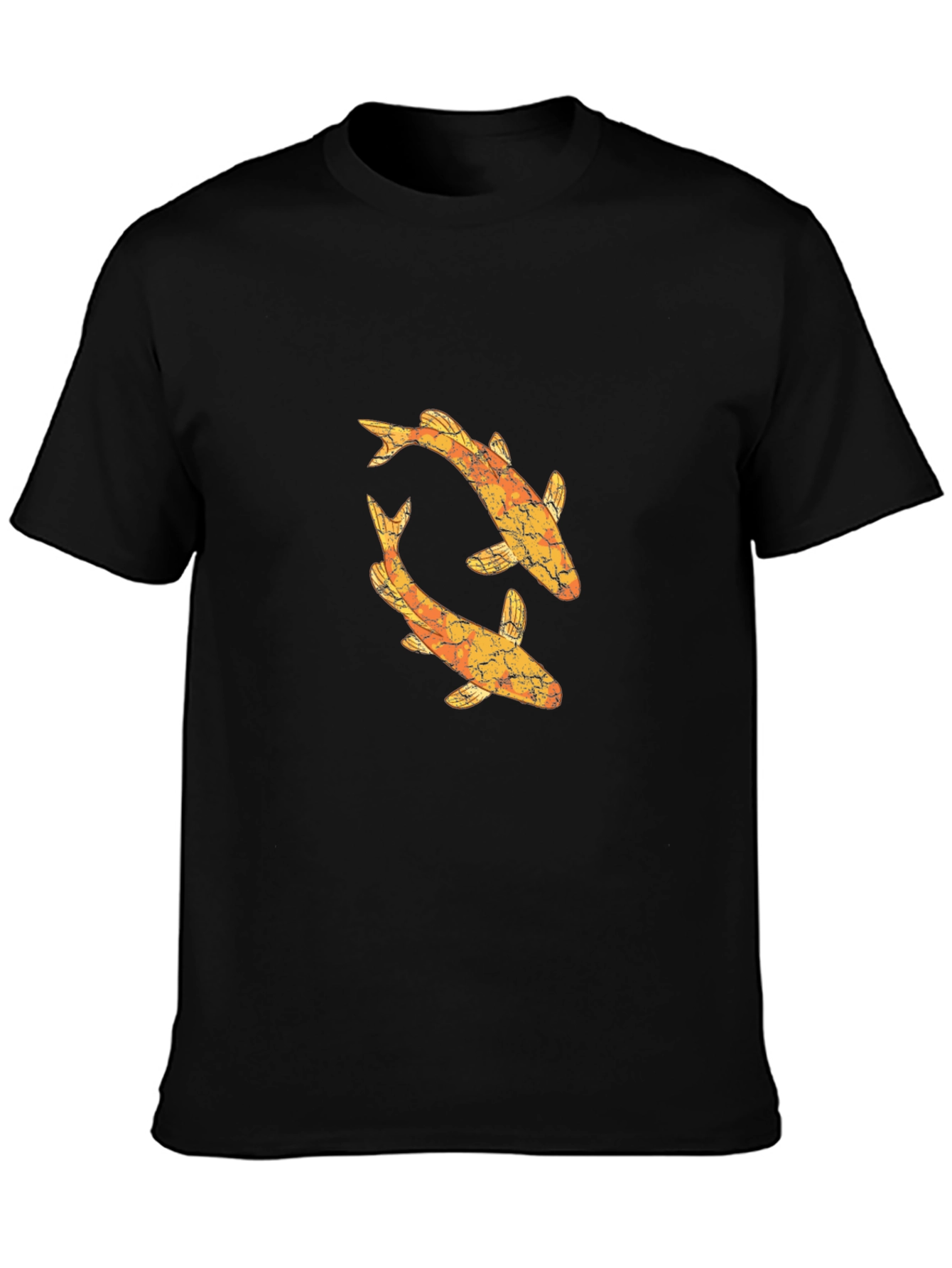 Koi Fish Graphic Tee - Black Cotton T-Shirt