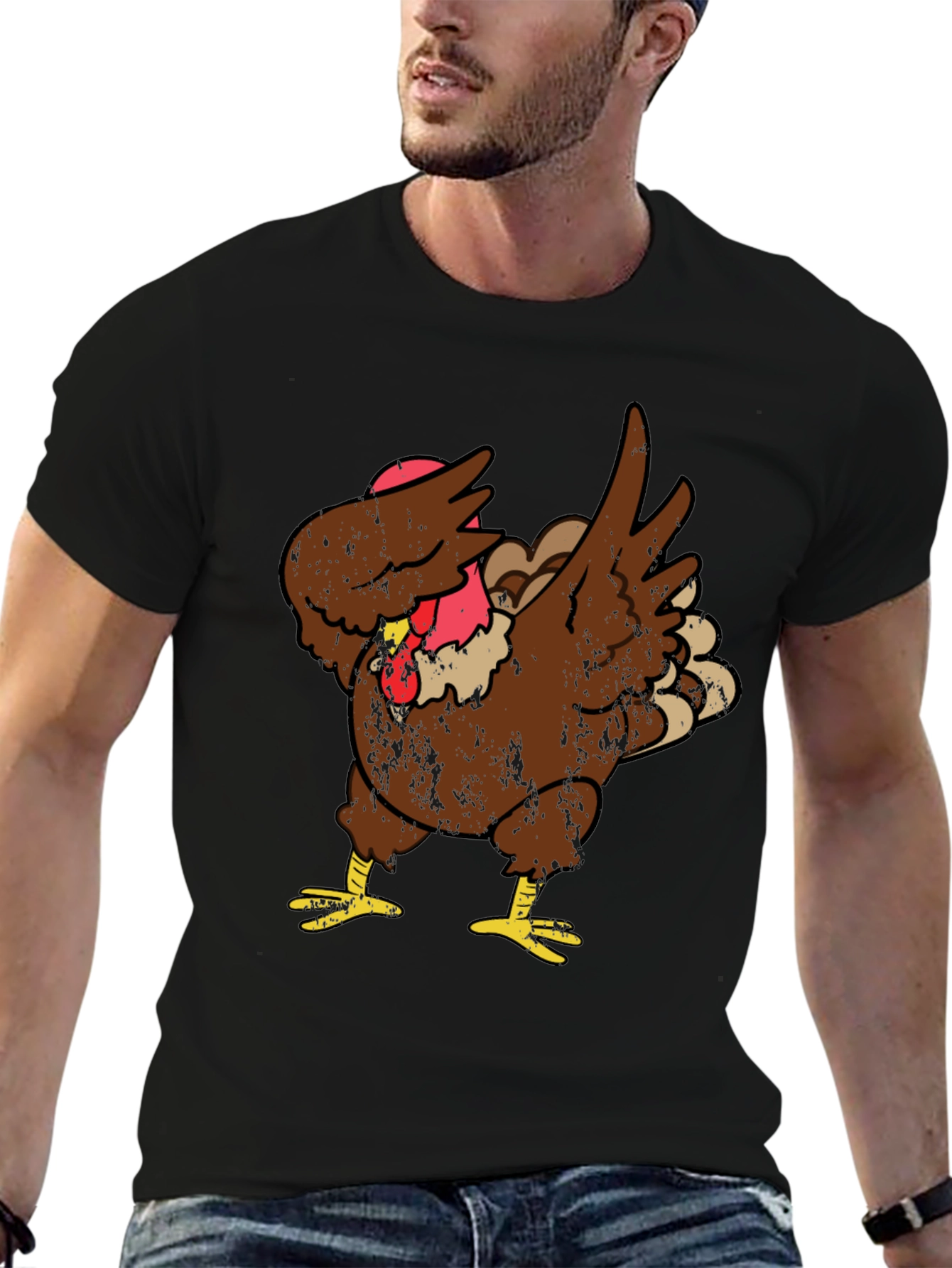 Thanksgiving Dabbing Turkey Graphic T-Shirt