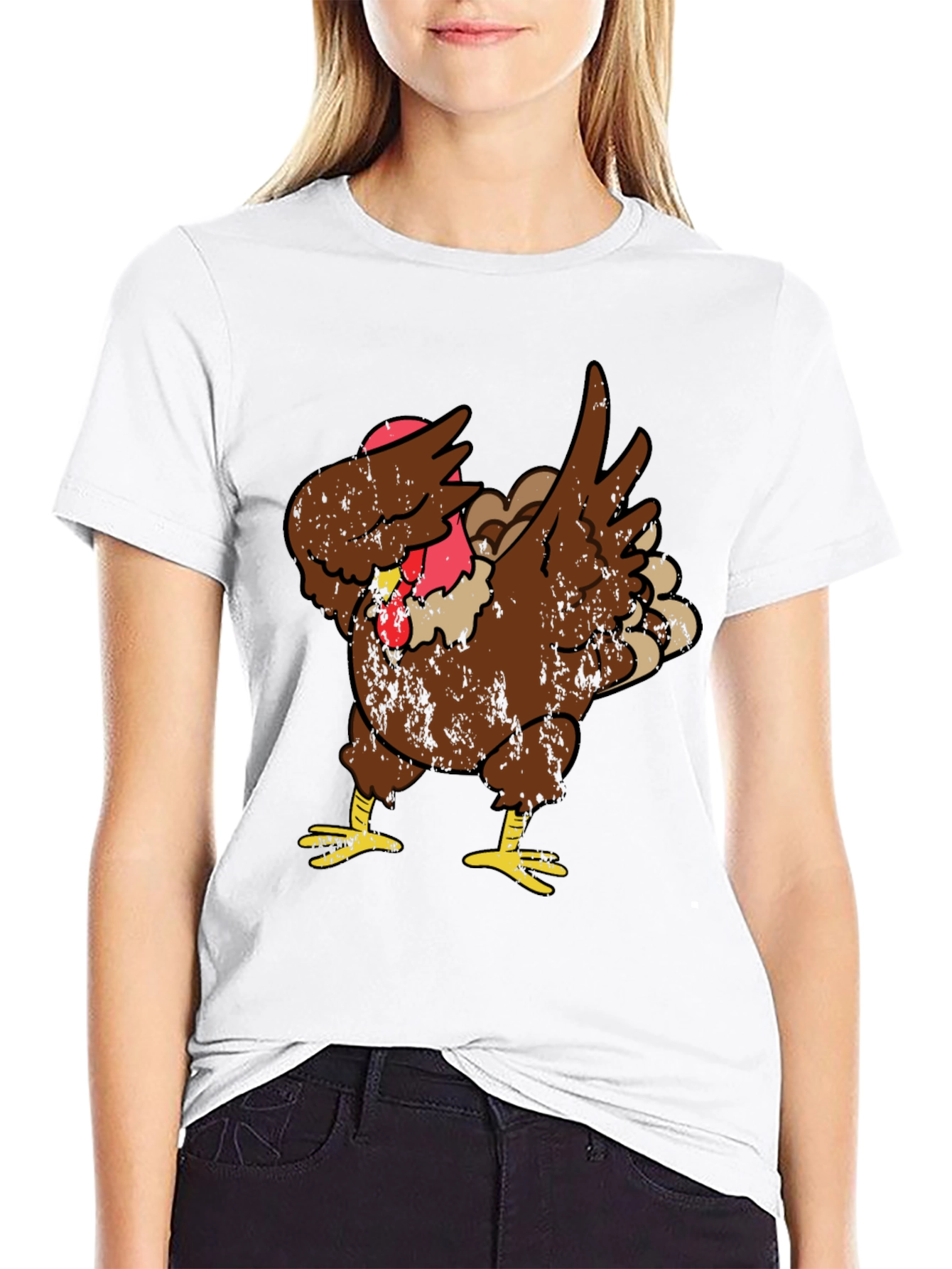 Thanksgiving Dabbing Turkey Graphic T-Shirt