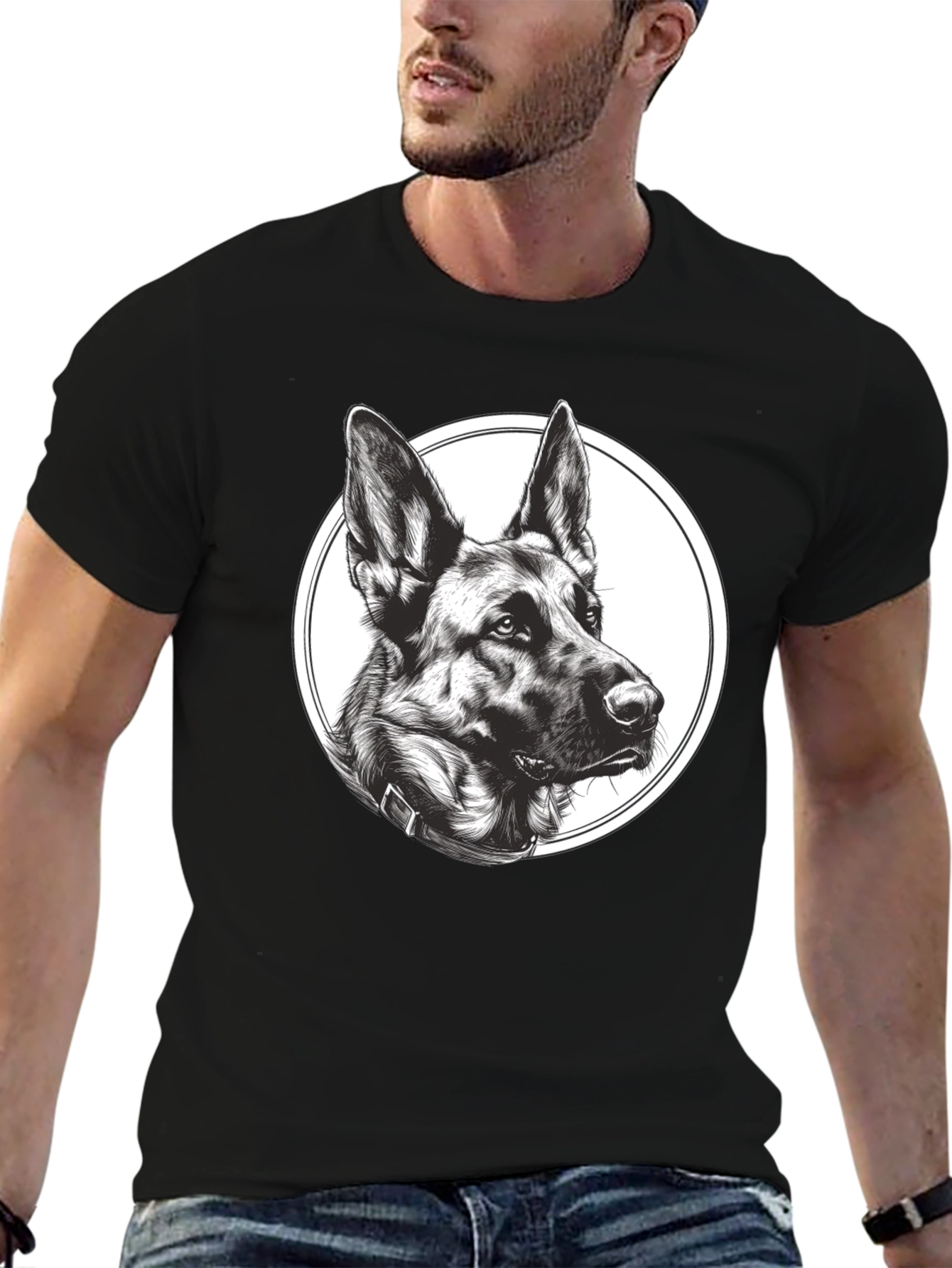 German Shepherd Graphic Tee - Mens Black T-Shirt