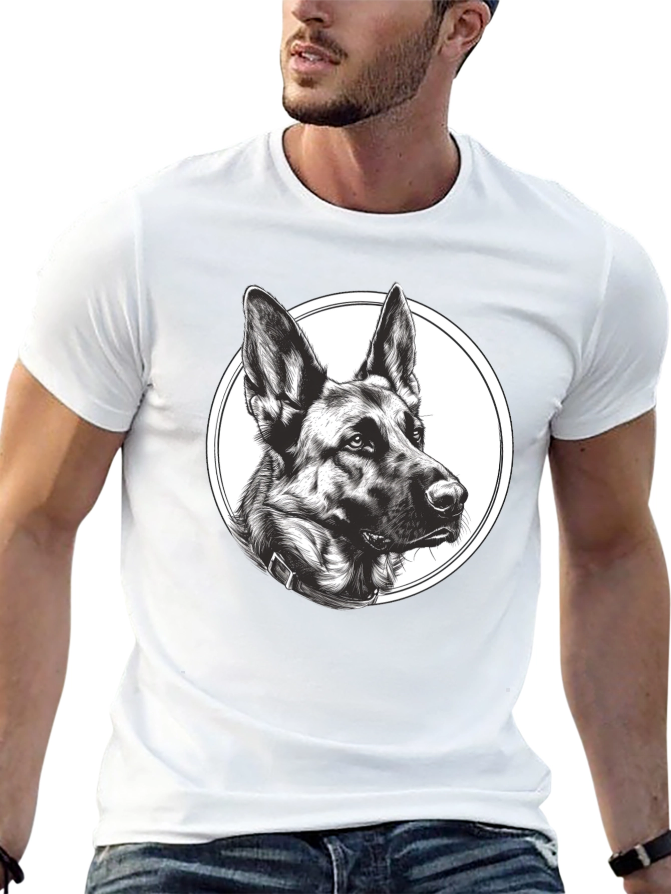 German Shepherd Graphic Tee - Mens Black T-Shirt