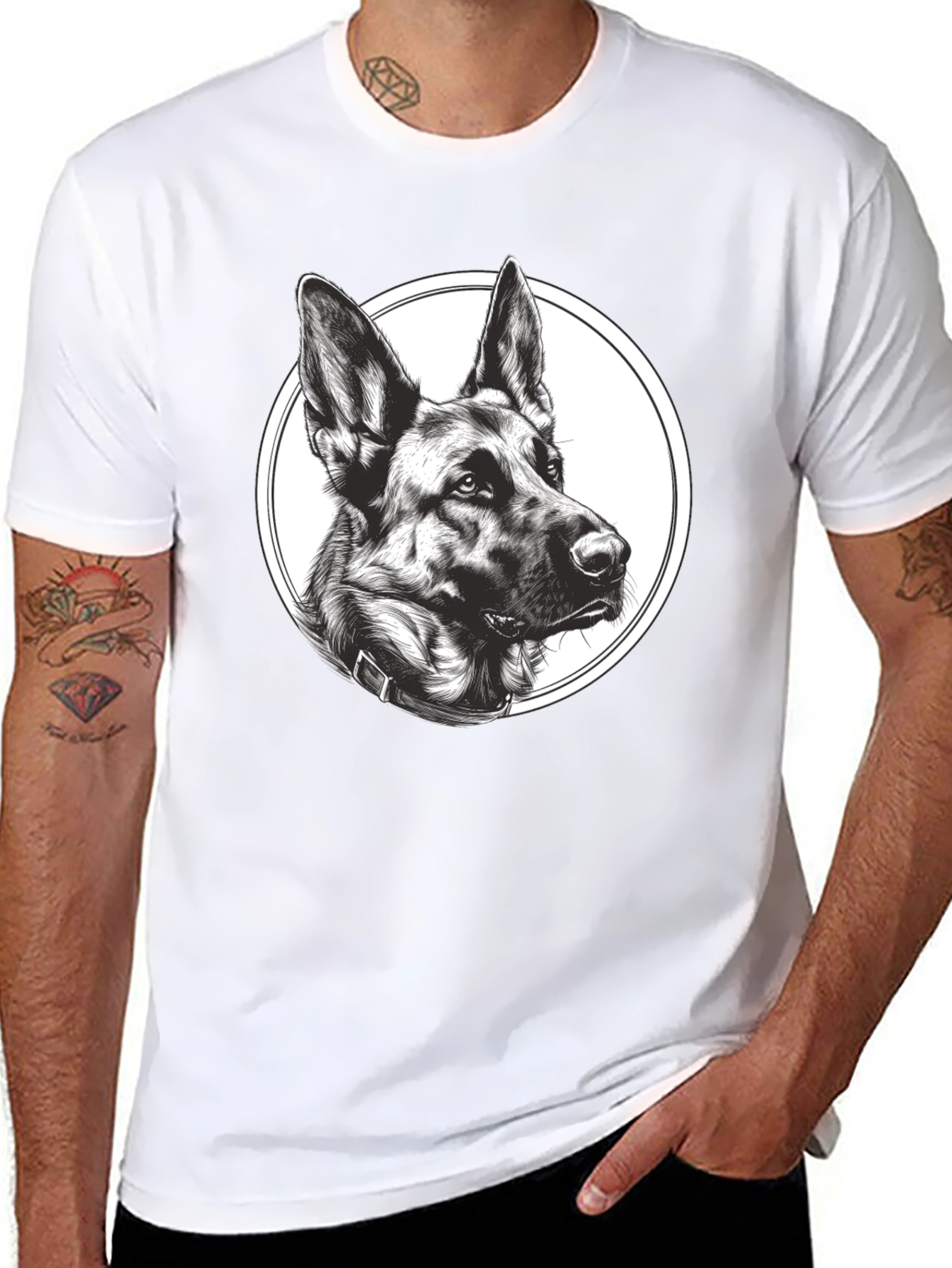 German Shepherd Graphic Tee - Mens Black T-Shirt