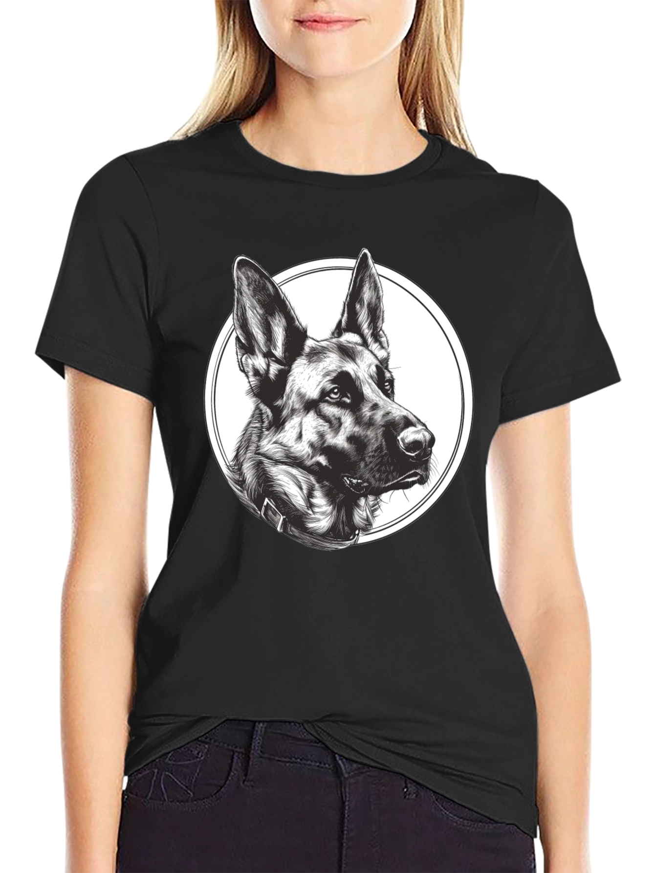 German Shepherd Graphic Tee - Mens Black T-Shirt