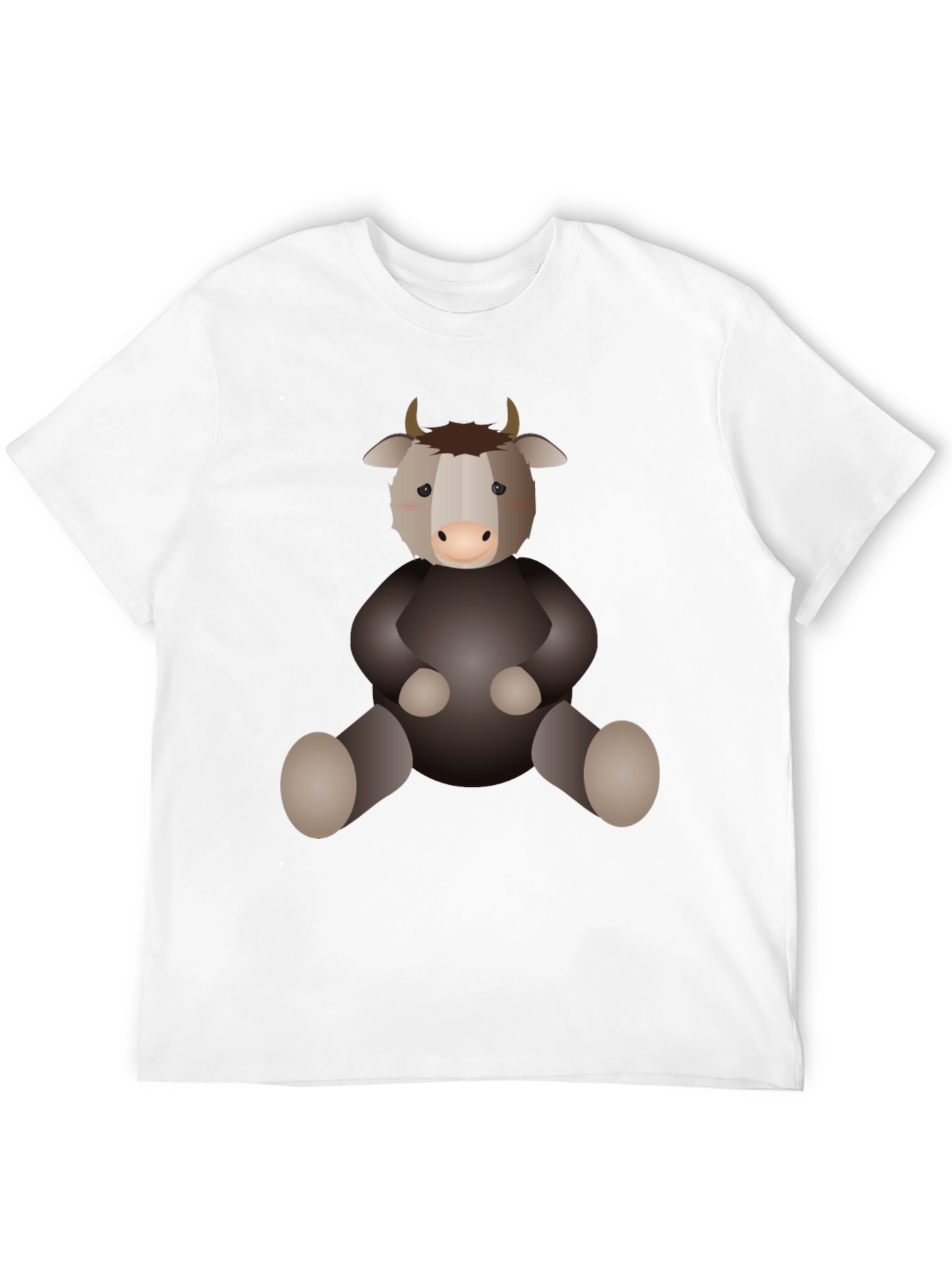 Cute Cartoon Yak Black T-Shirt