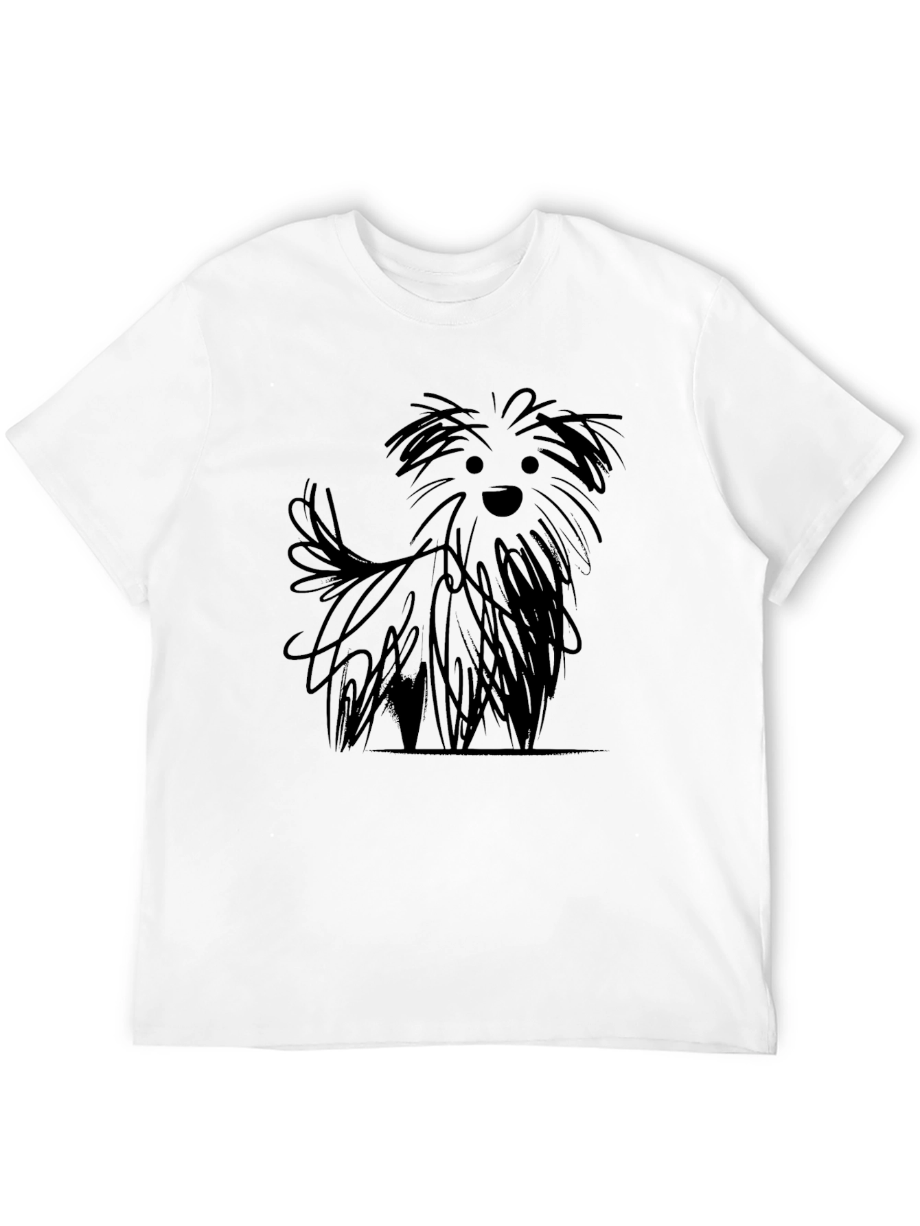 Dog Sketch Graphic Black T-Shirt
