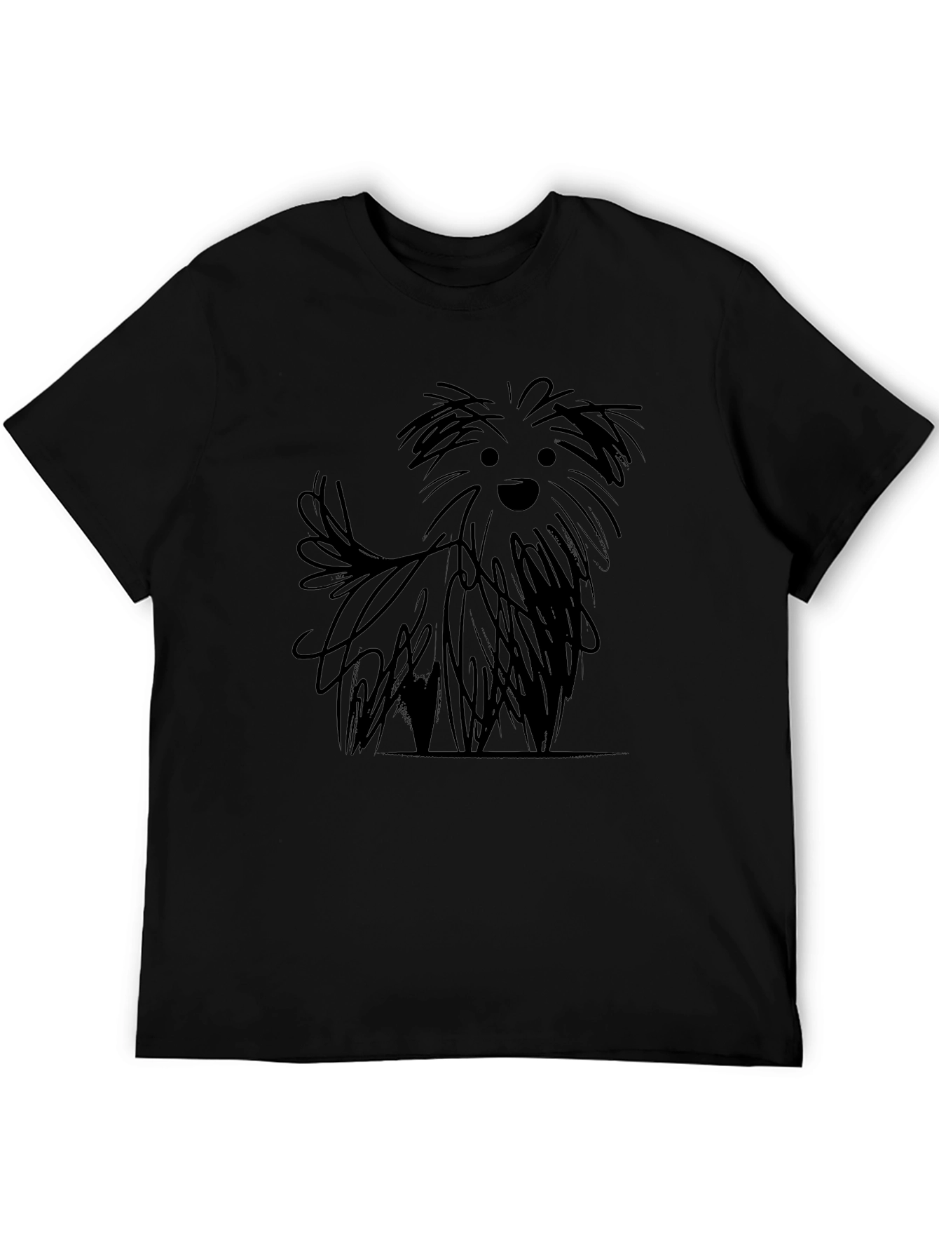Dog Sketch Graphic Black T-Shirt