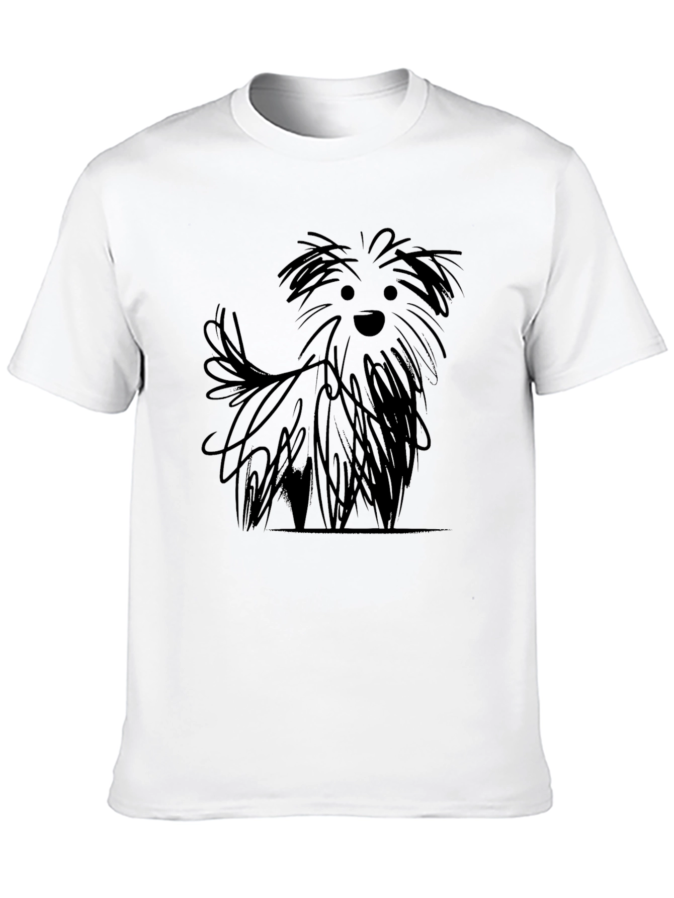 Dog Sketch Graphic Black T-Shirt