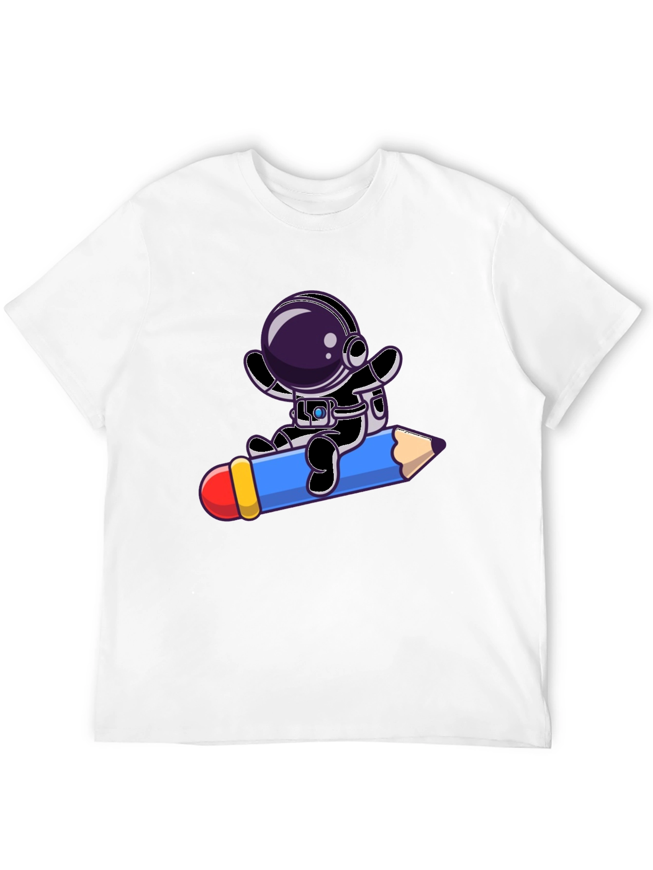 Astronaut Riding Pencil Graphic Tee - Black