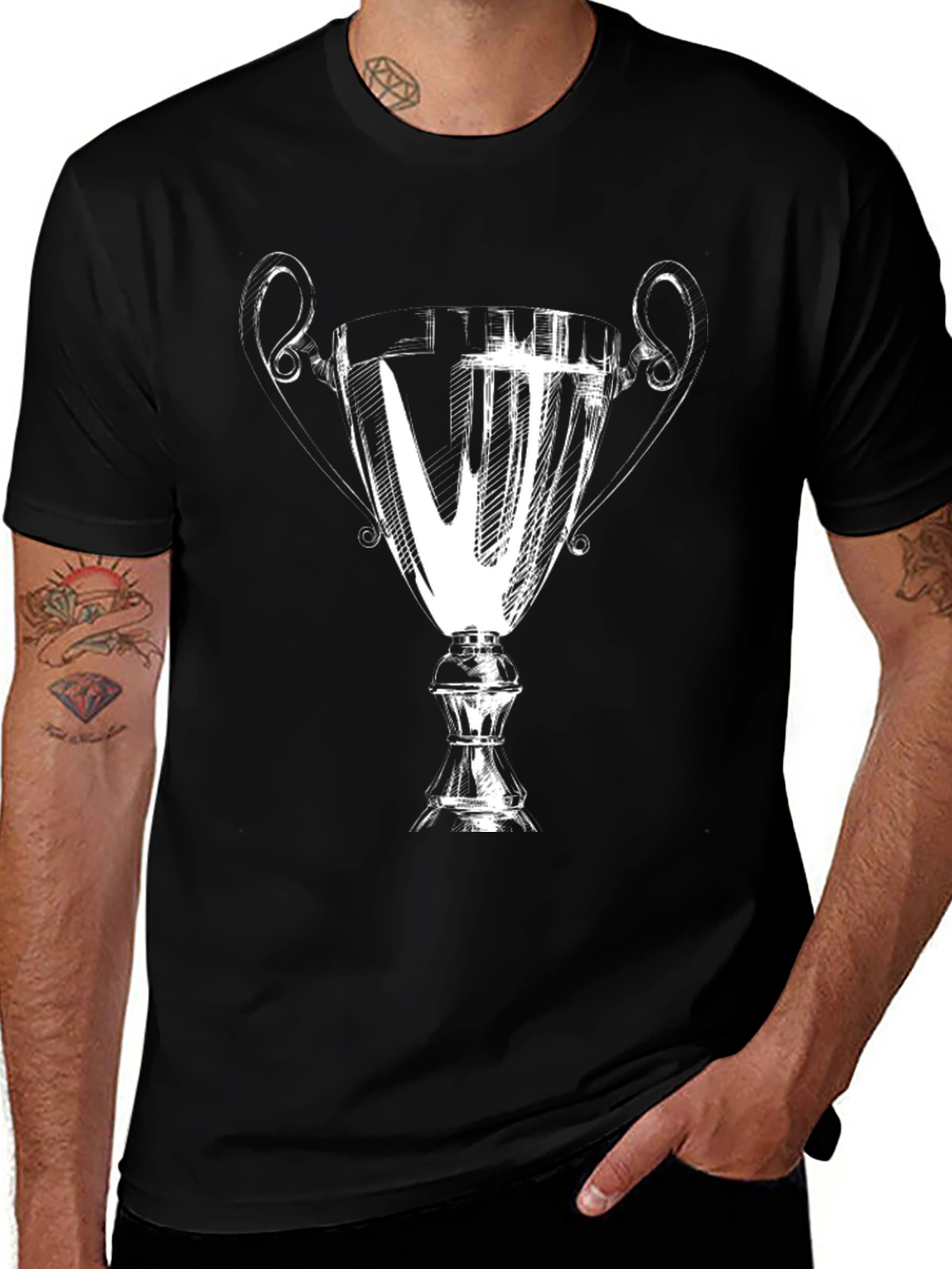 Trophy Graphic Tee - Stylish Black Cotton T-Shirt