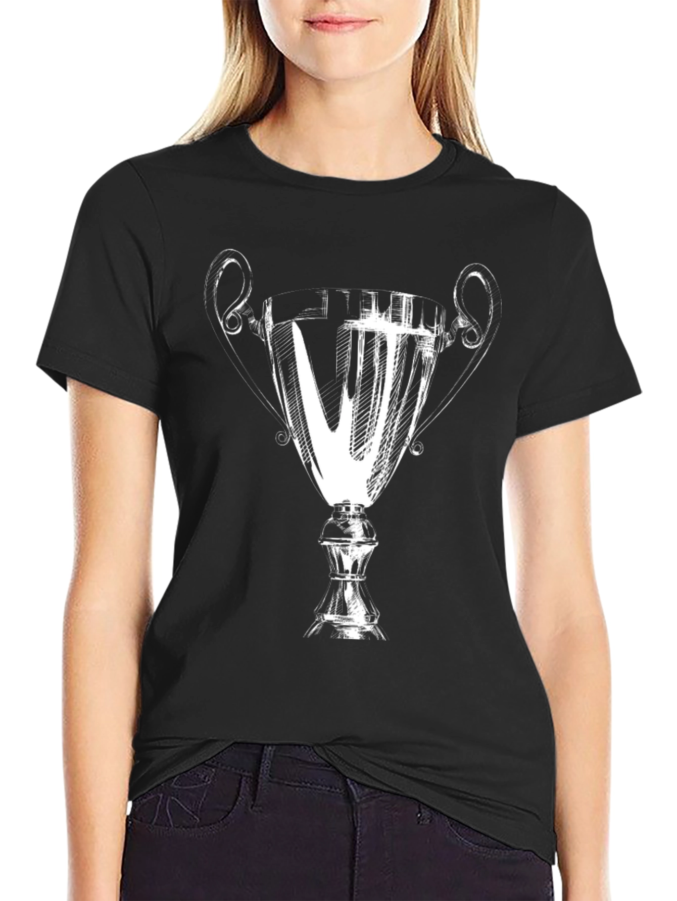 Trophy Graphic Tee - Stylish Black Cotton T-Shirt
