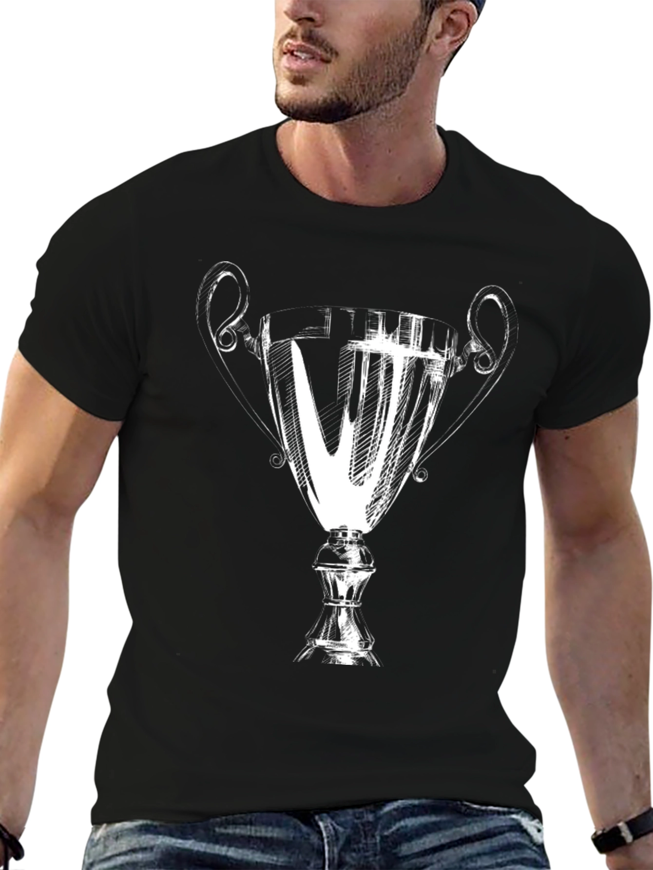 Trophy Graphic Tee - Stylish Black Cotton T-Shirt