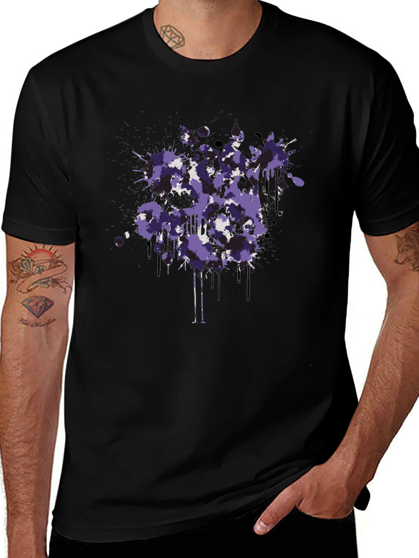 Abstract Splatter Graphic Black T-Shirt