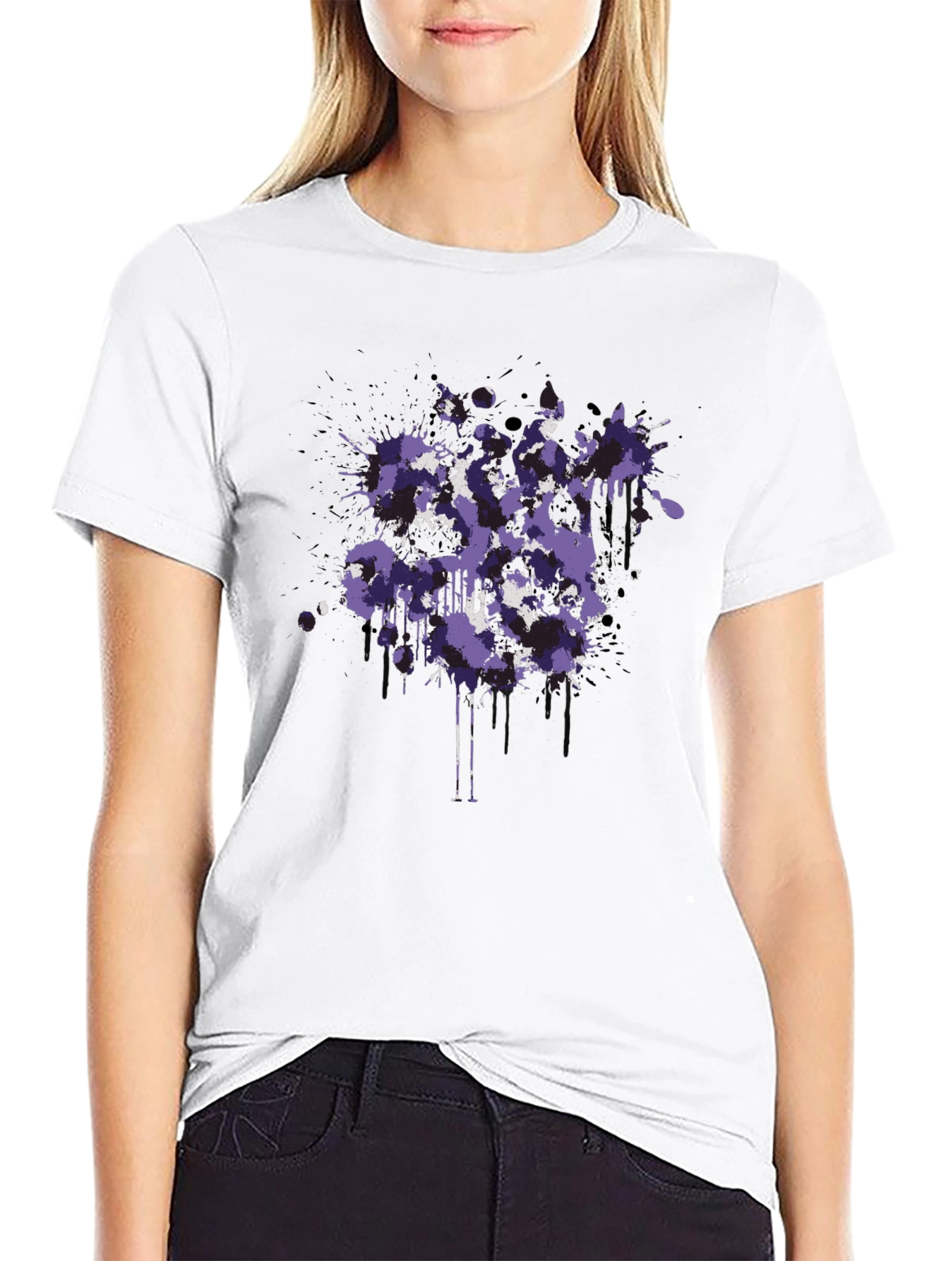 Abstract Splatter Graphic Black T-Shirt