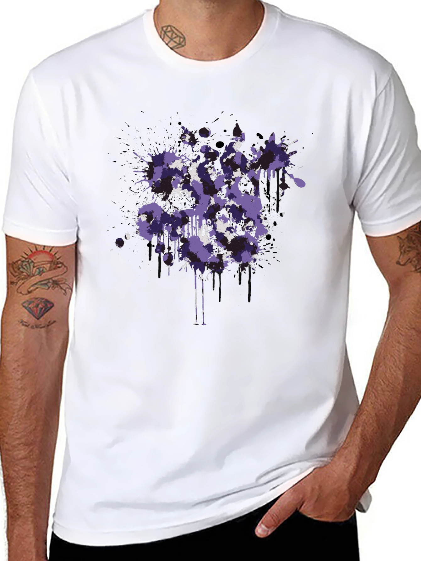 Abstract Splatter Graphic Black T-Shirt