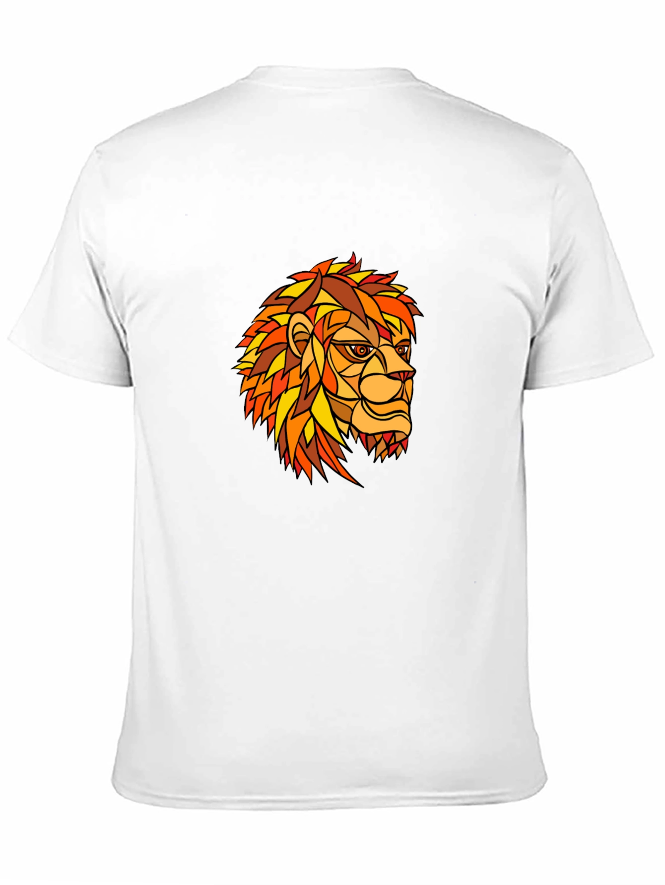 Geometric Lion Graphic Print Black T-Shirt
