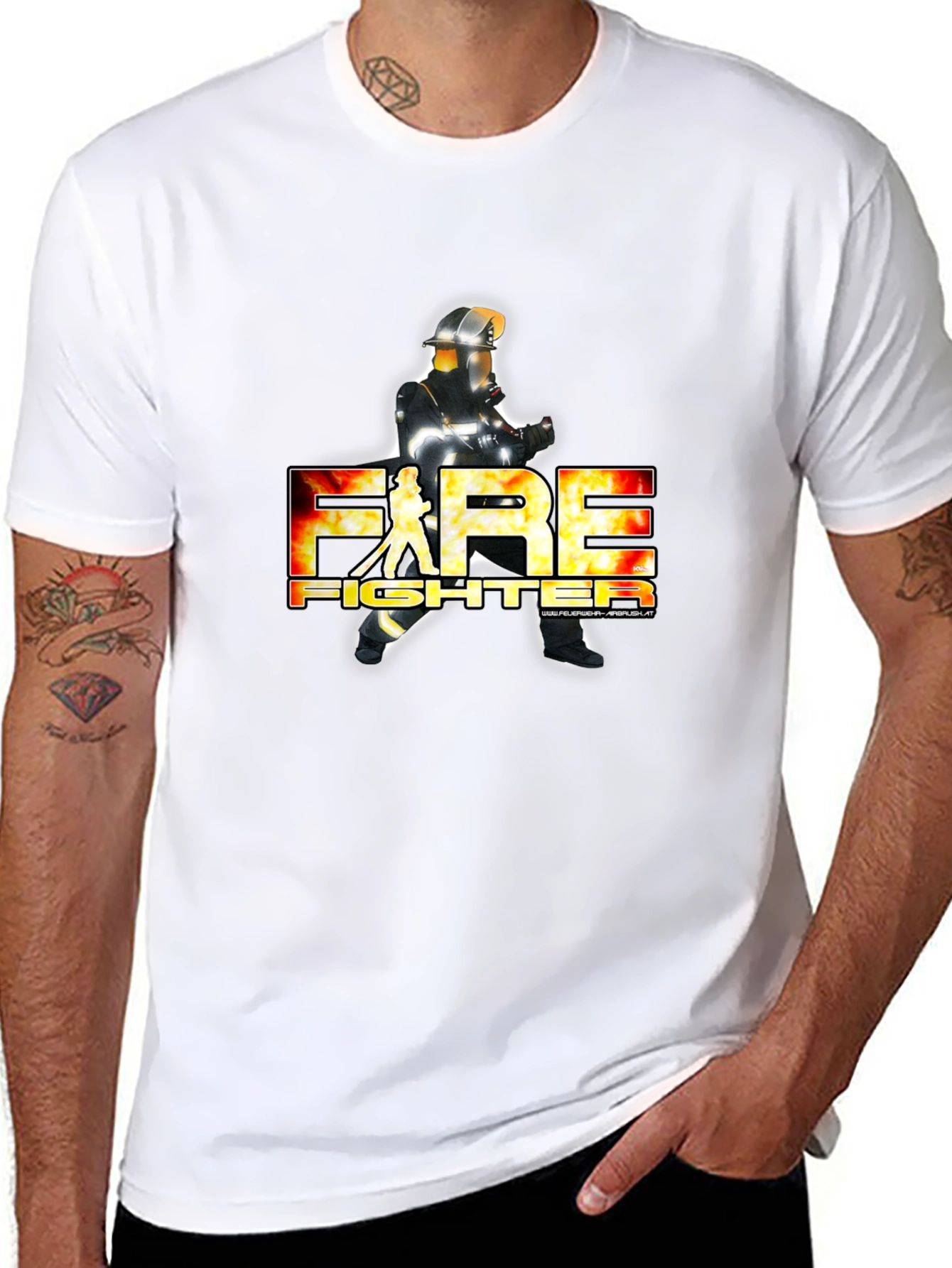 Firefighter Graphic Tee - Black Crew Neck