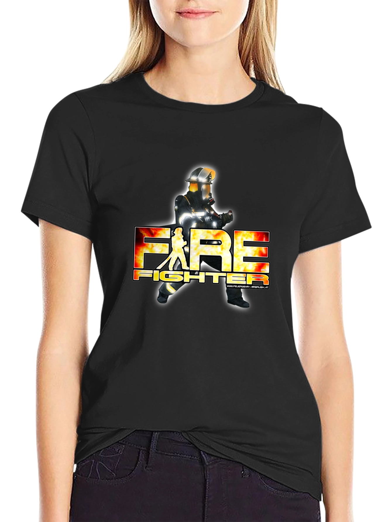 Firefighter Graphic Tee - Black Crew Neck