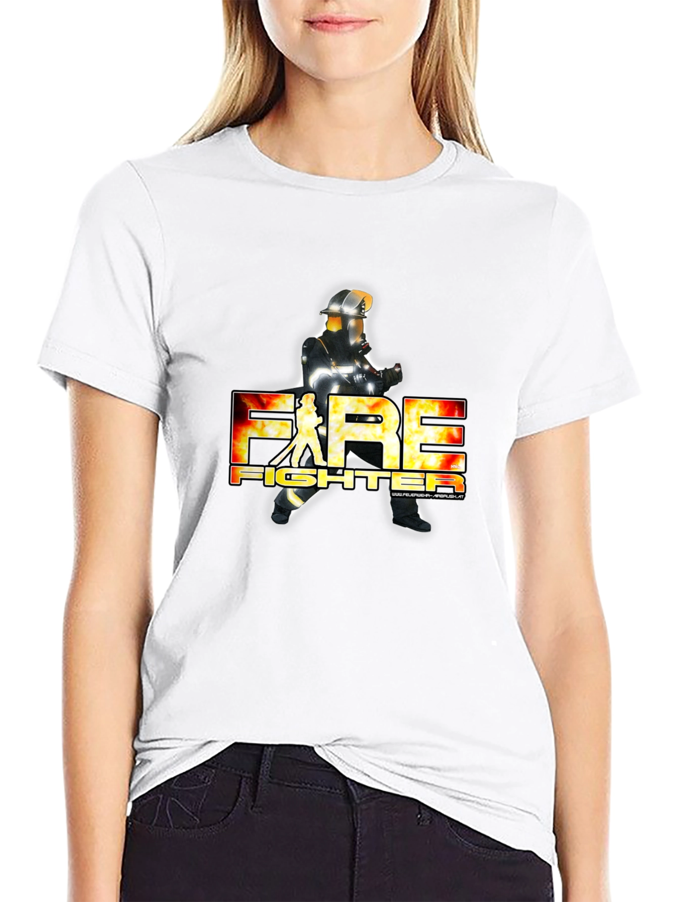 Firefighter Graphic Tee - Black Crew Neck