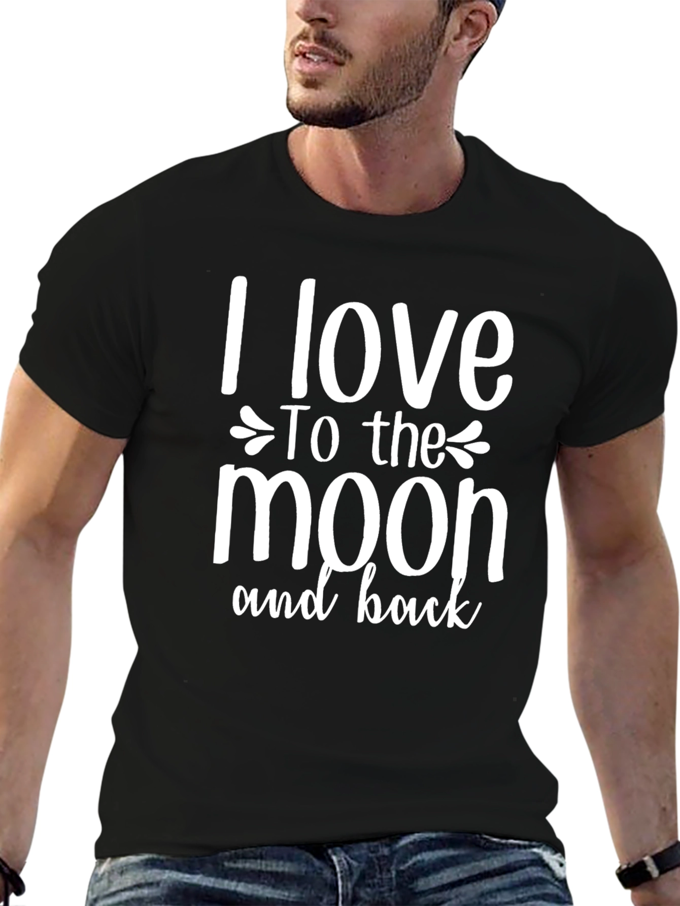I Love To The Moon And Back Black T-Shirt