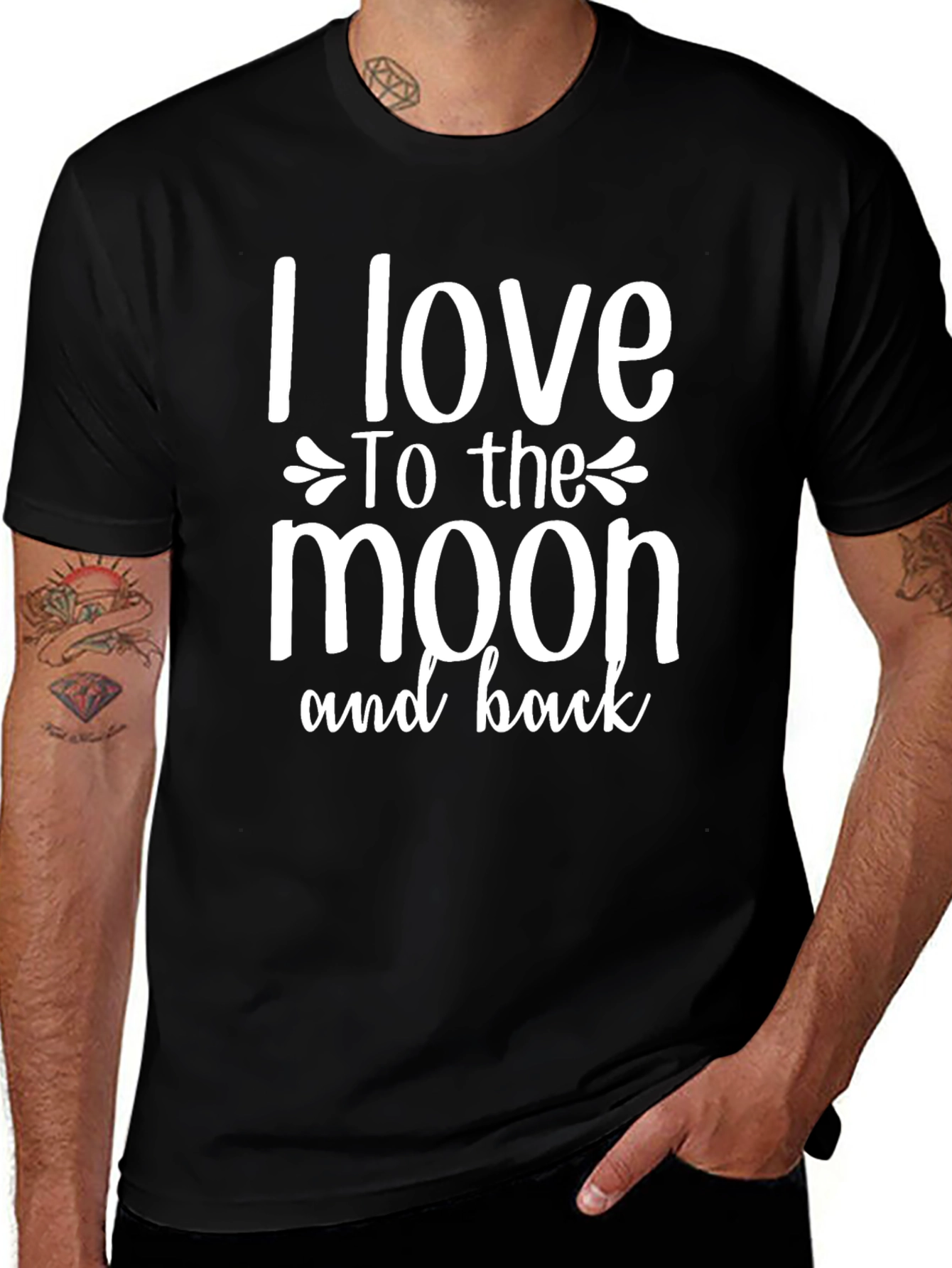 I Love To The Moon And Back Black T-Shirt