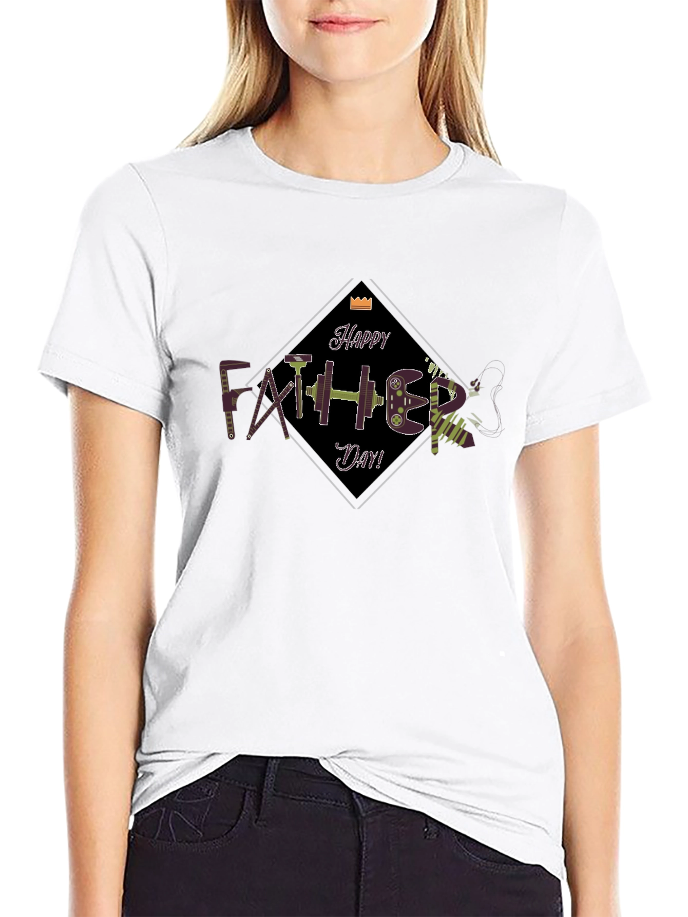 Happy Fathers Day Black Graphic Tee