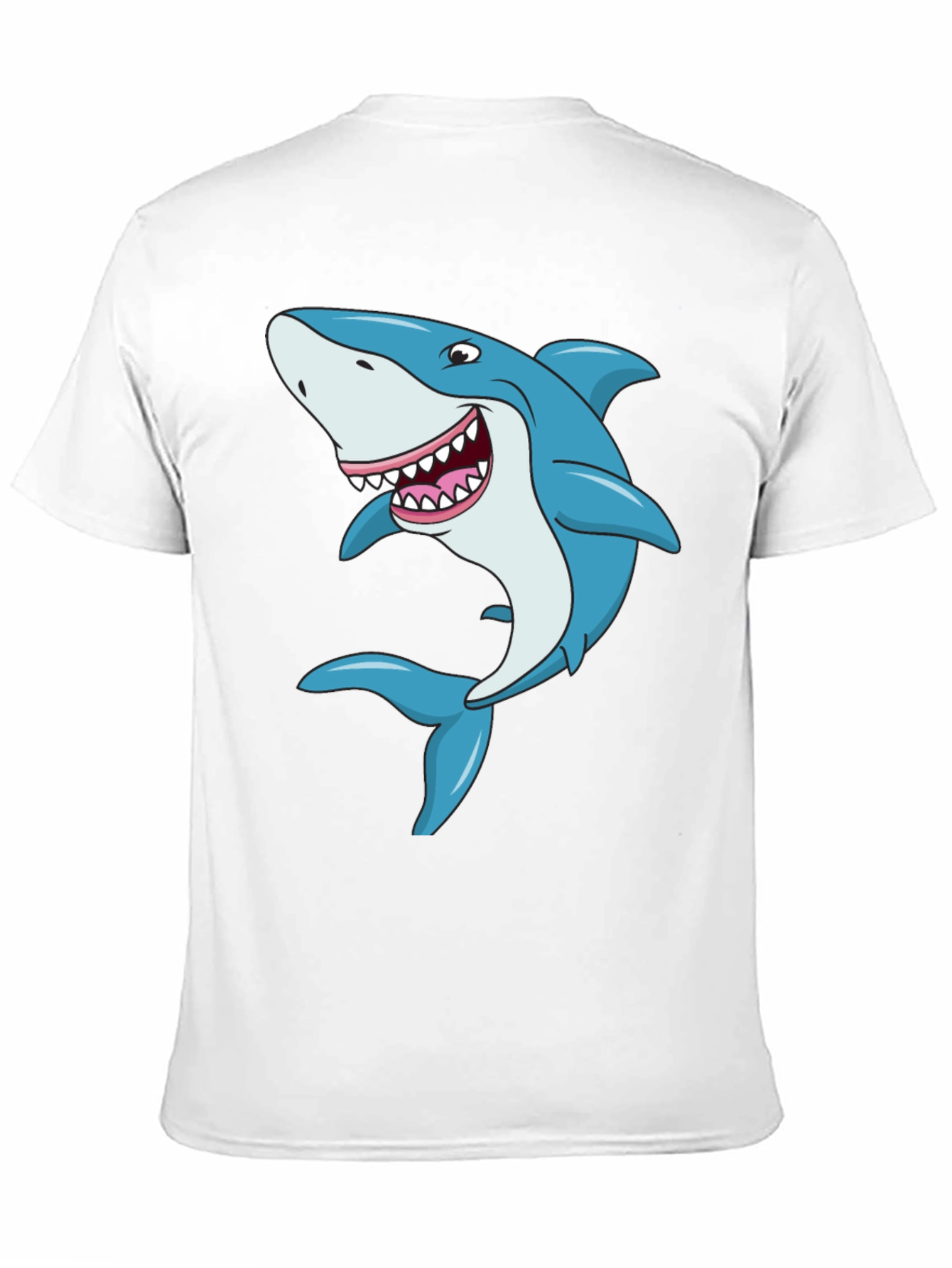Cartoon Shark Graphic Tee - Black Cotton T-Shirt