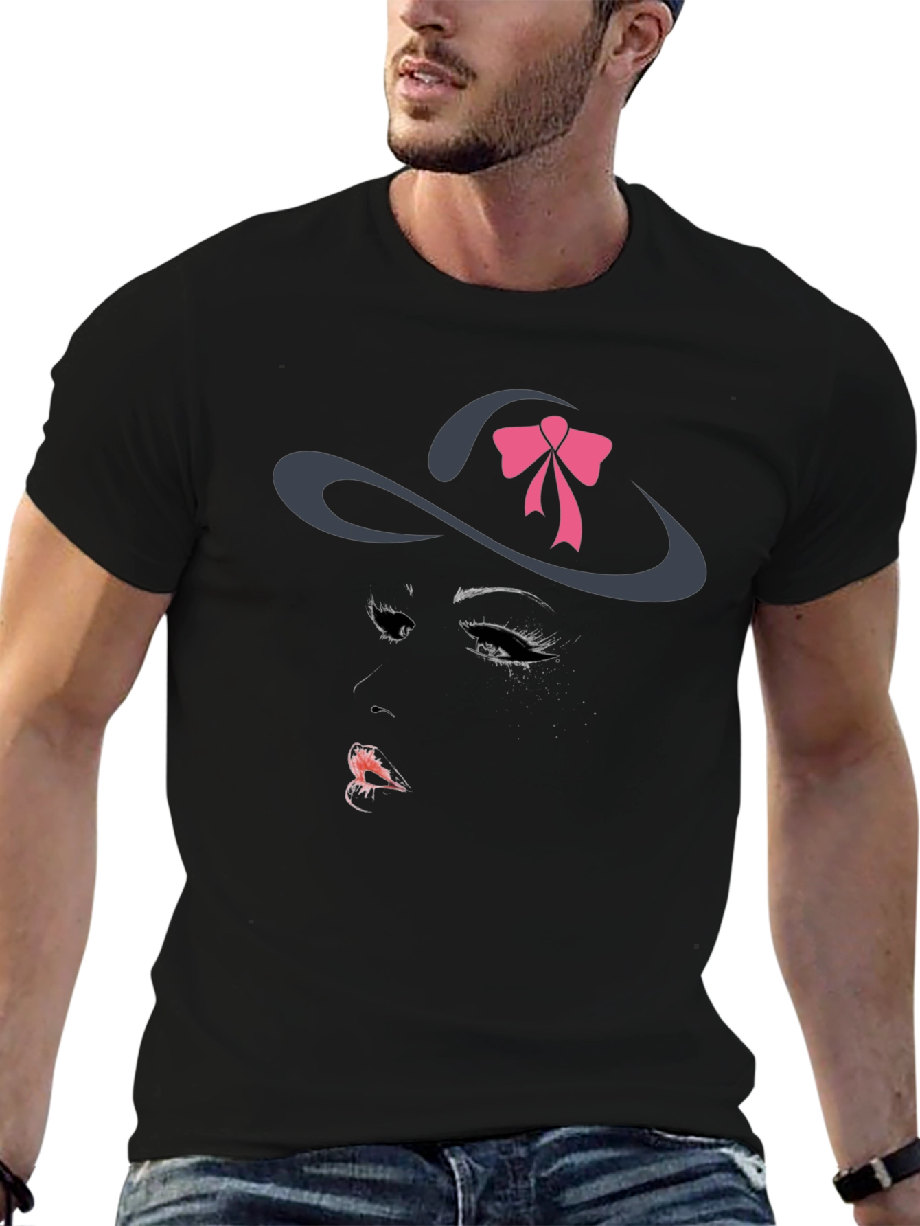Stylish Graphic Tee - Hat Woman Design