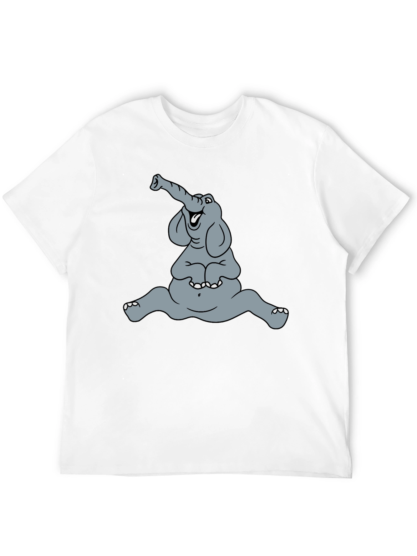 Funny Elephant Cartoon Graphic Tee - Black Casual T-Shirt