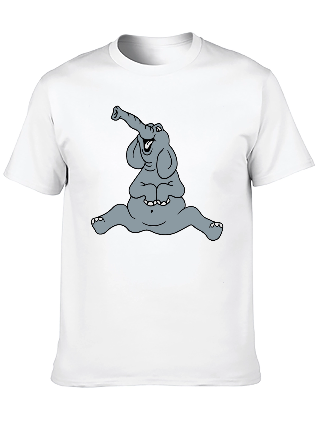 Funny Elephant Cartoon Graphic Tee - Black Casual T-Shirt