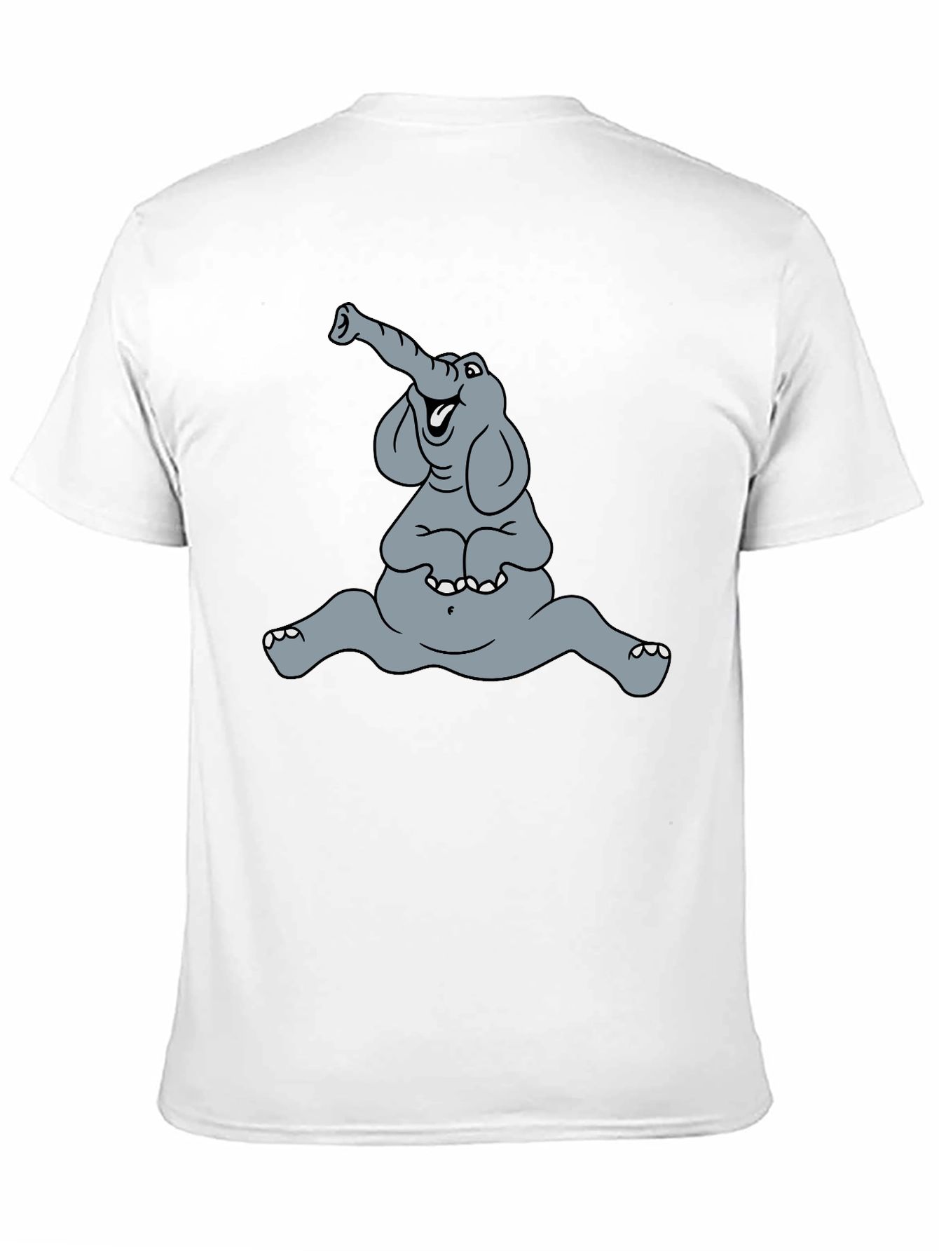 Funny Elephant Cartoon Graphic Tee - Black Casual T-Shirt