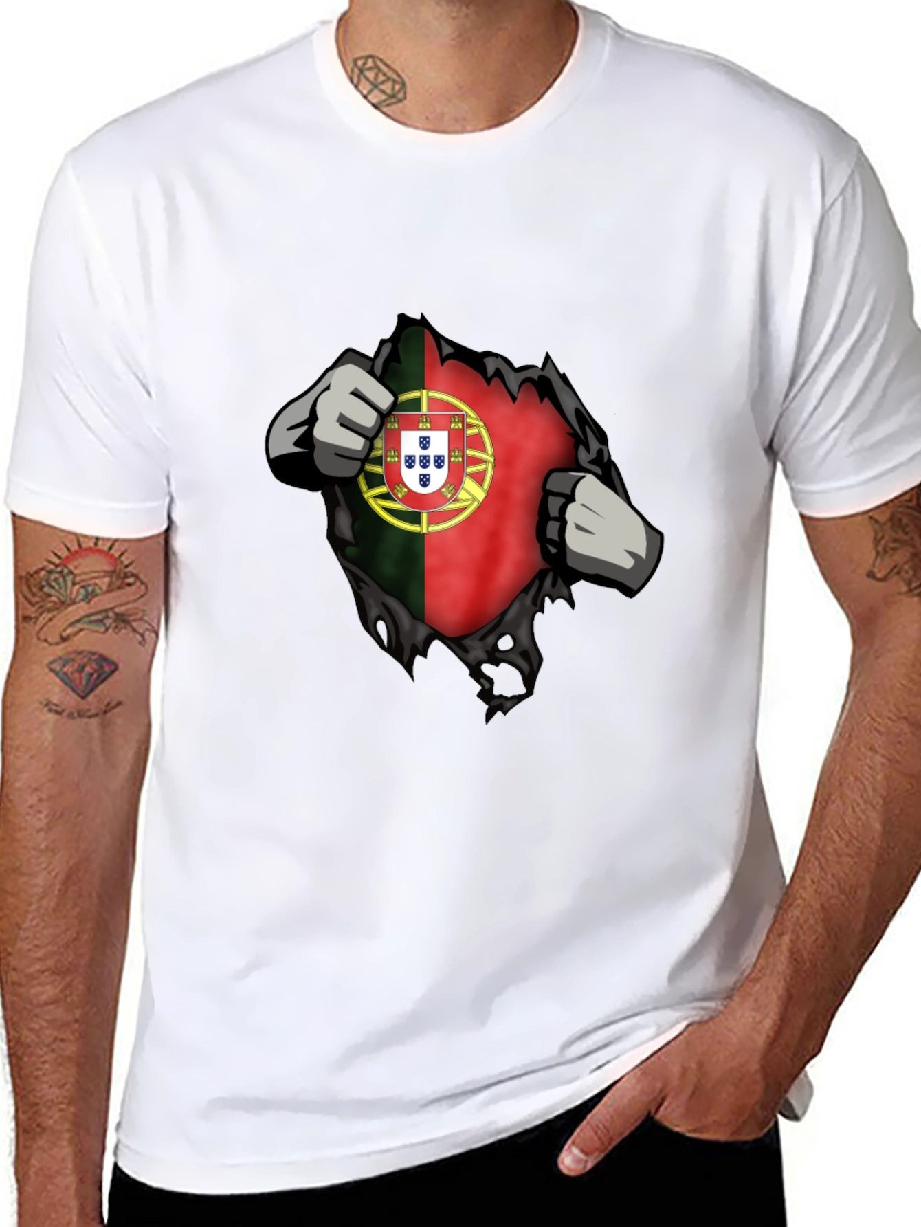 Portugal Flag Ripped T-Shirt - Patriotic Graphic Tee