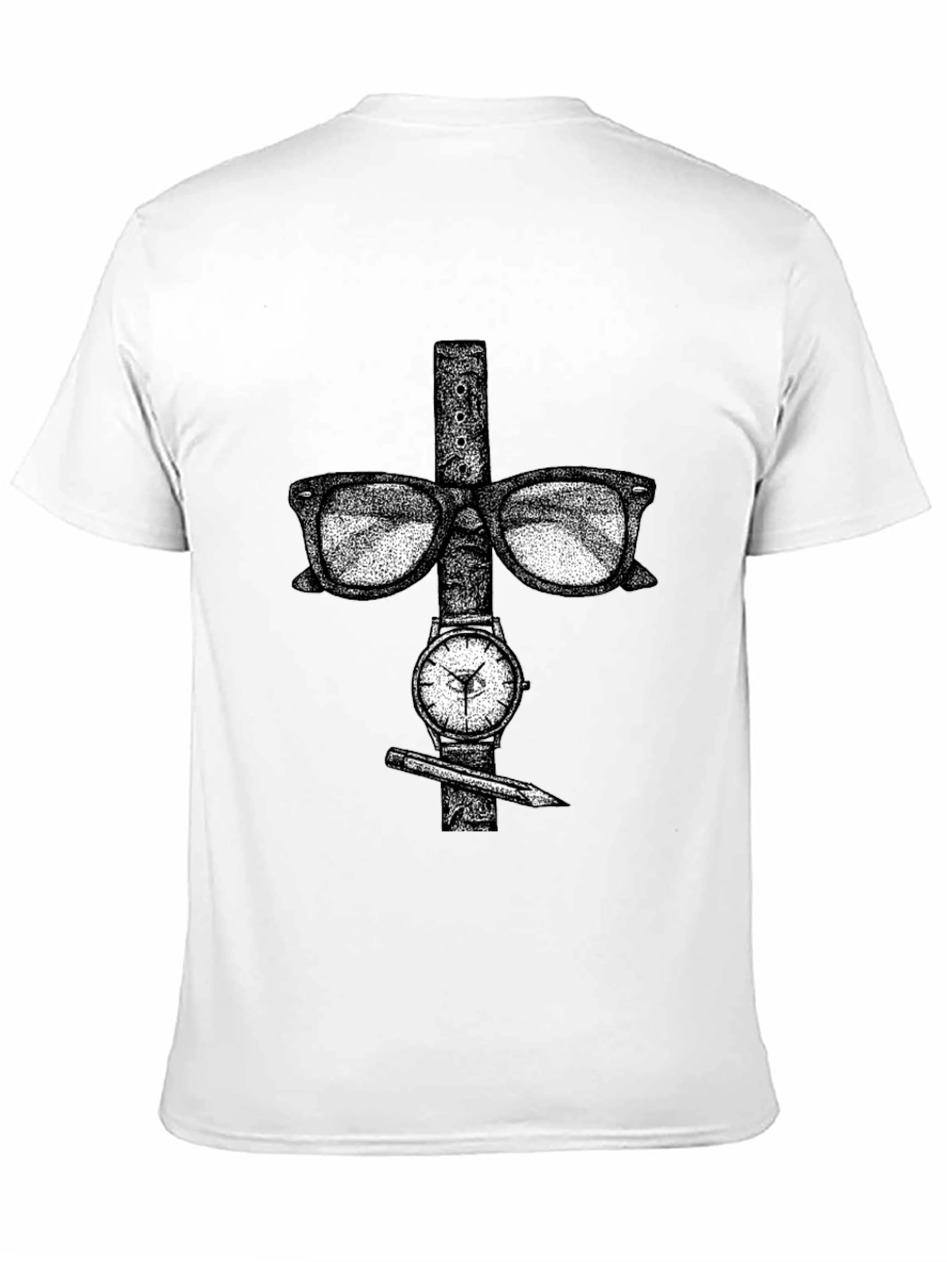 Nerdy Style Tee - Glasses Watch and Pencil Design