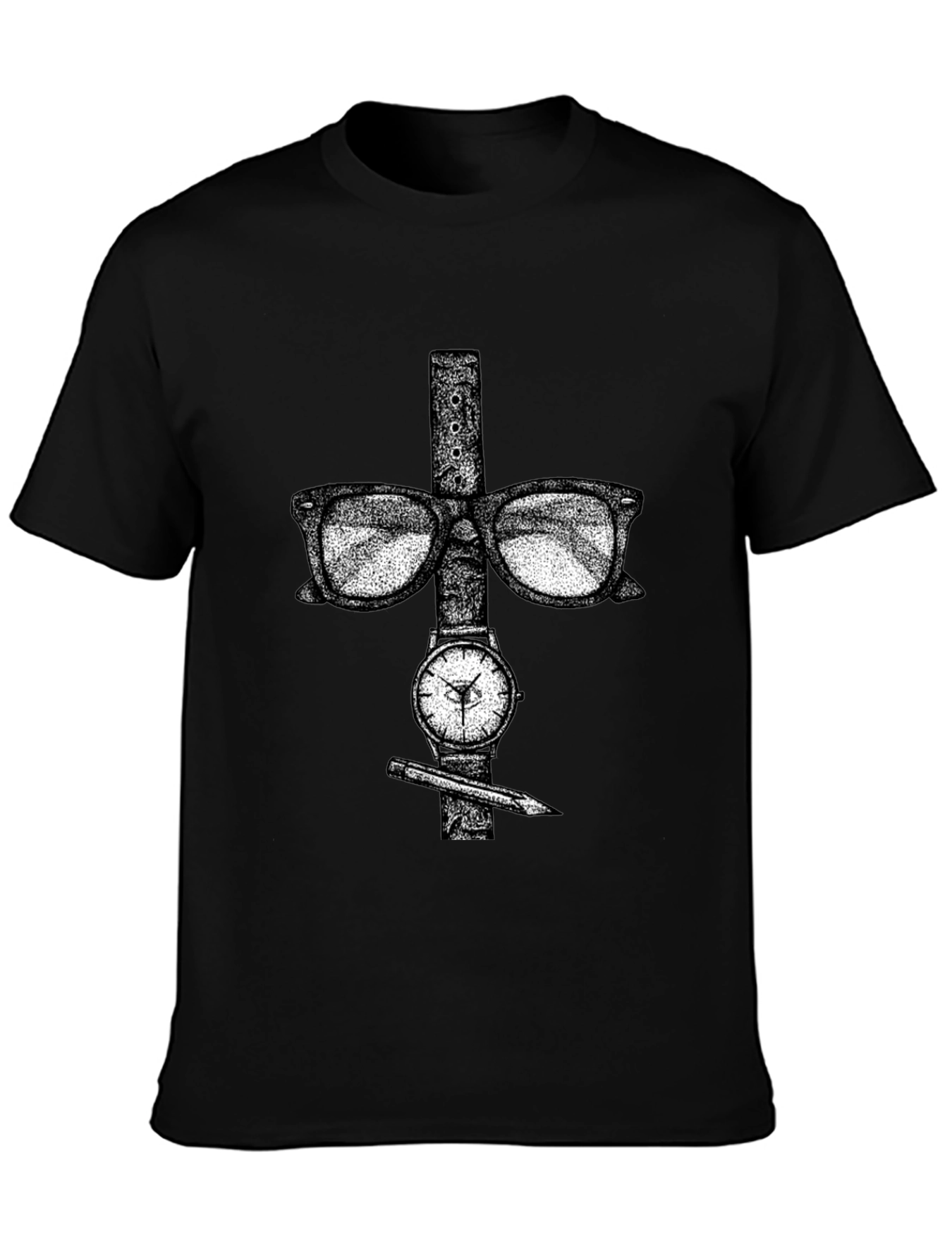 Nerdy Style Tee - Glasses Watch and Pencil Design