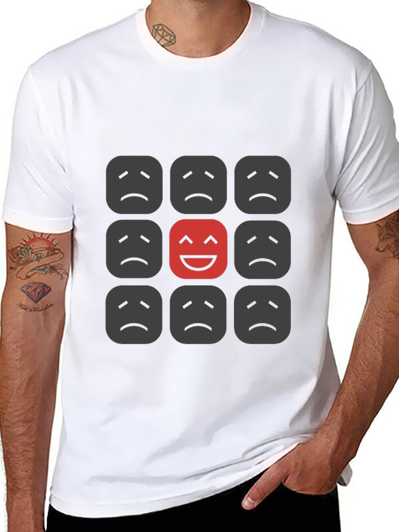 Be Different Black T-Shirt - Smile Face
