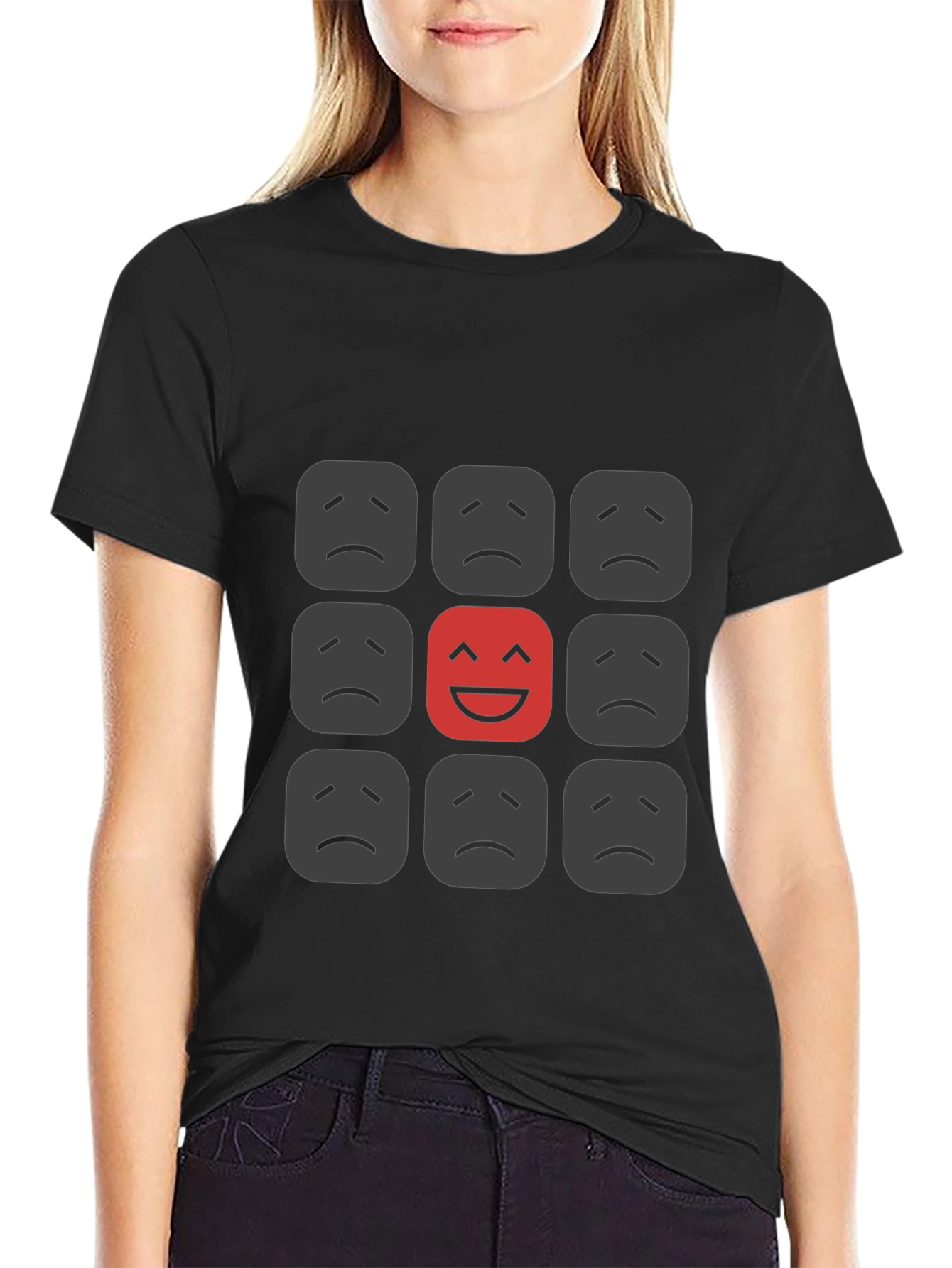 Be Different Black T-Shirt - Smile Face