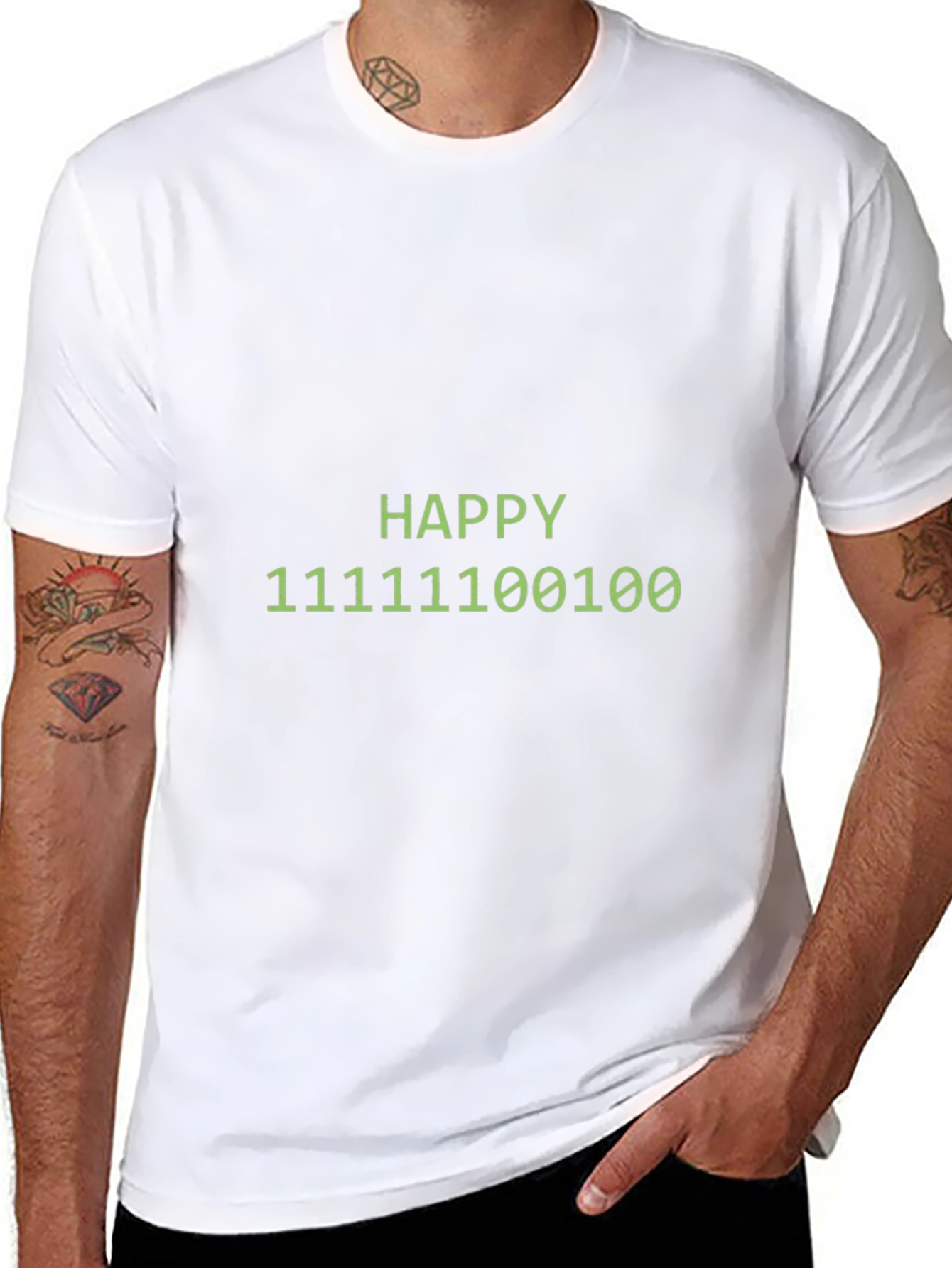 Happy Binary Code Graphic Black T-Shirt