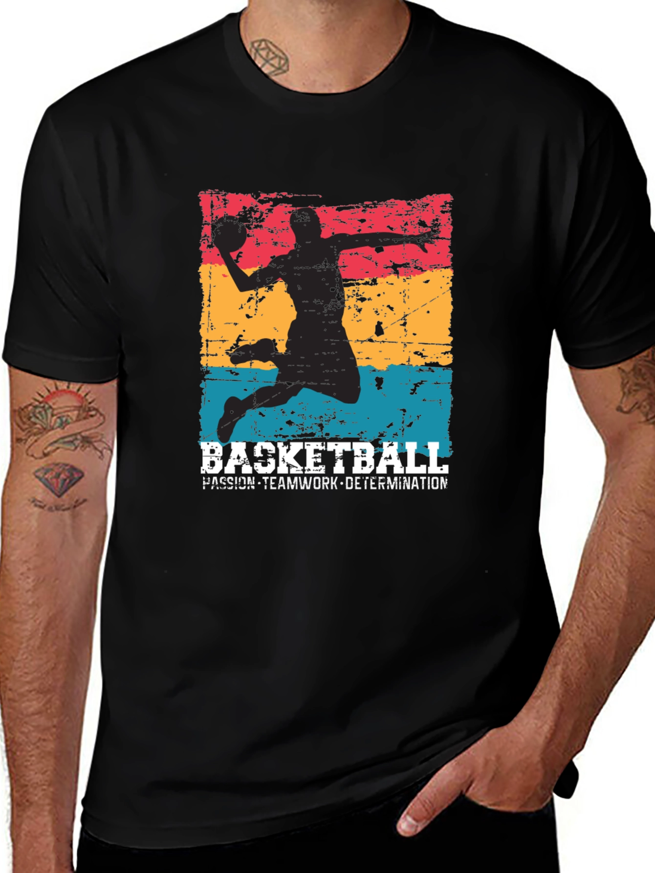 Basketball Graphic Tee - Passion Teamwork Determination