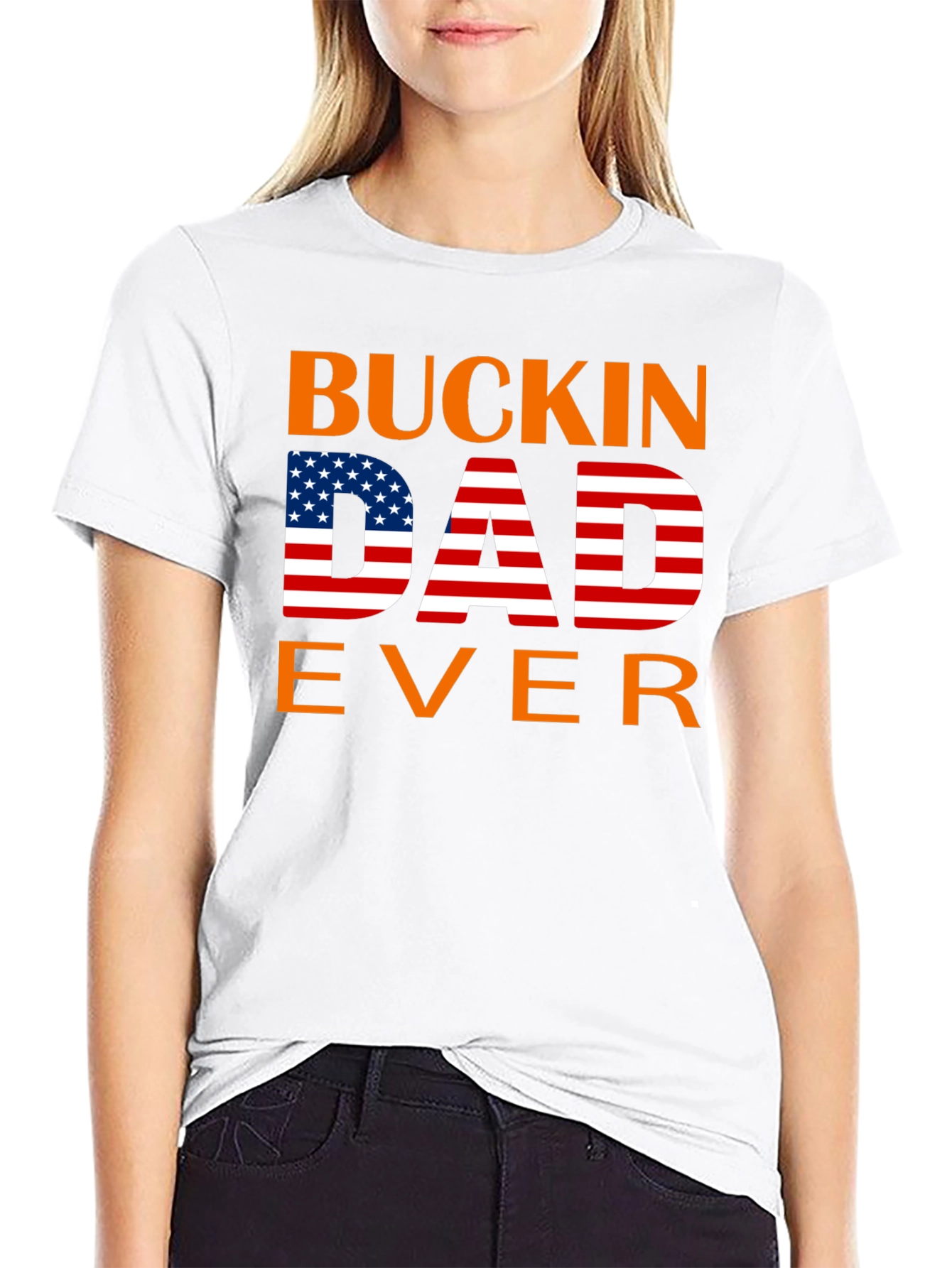 Buckin Dad Ever American Flag T-Shirt