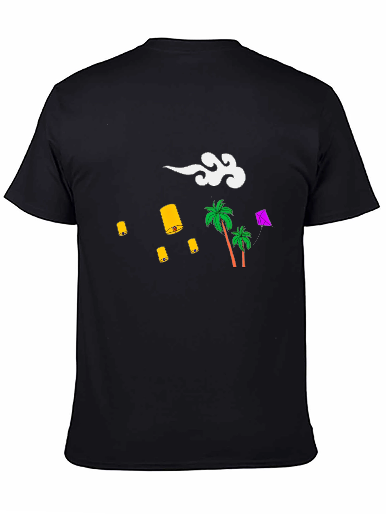 Tropical Lanterns Black Graphic Tee