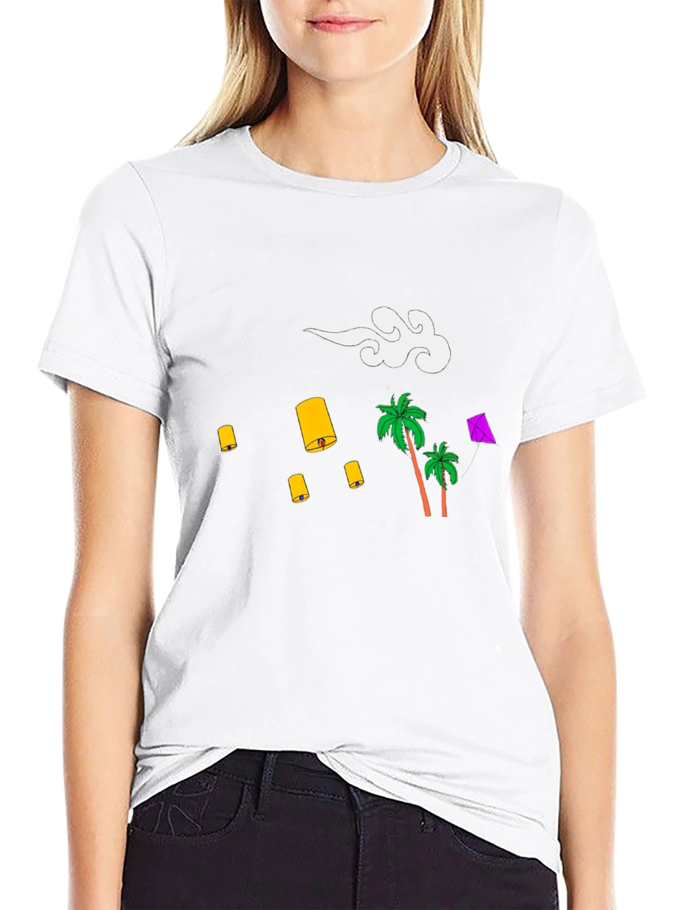 Tropical Lanterns Black Graphic Tee