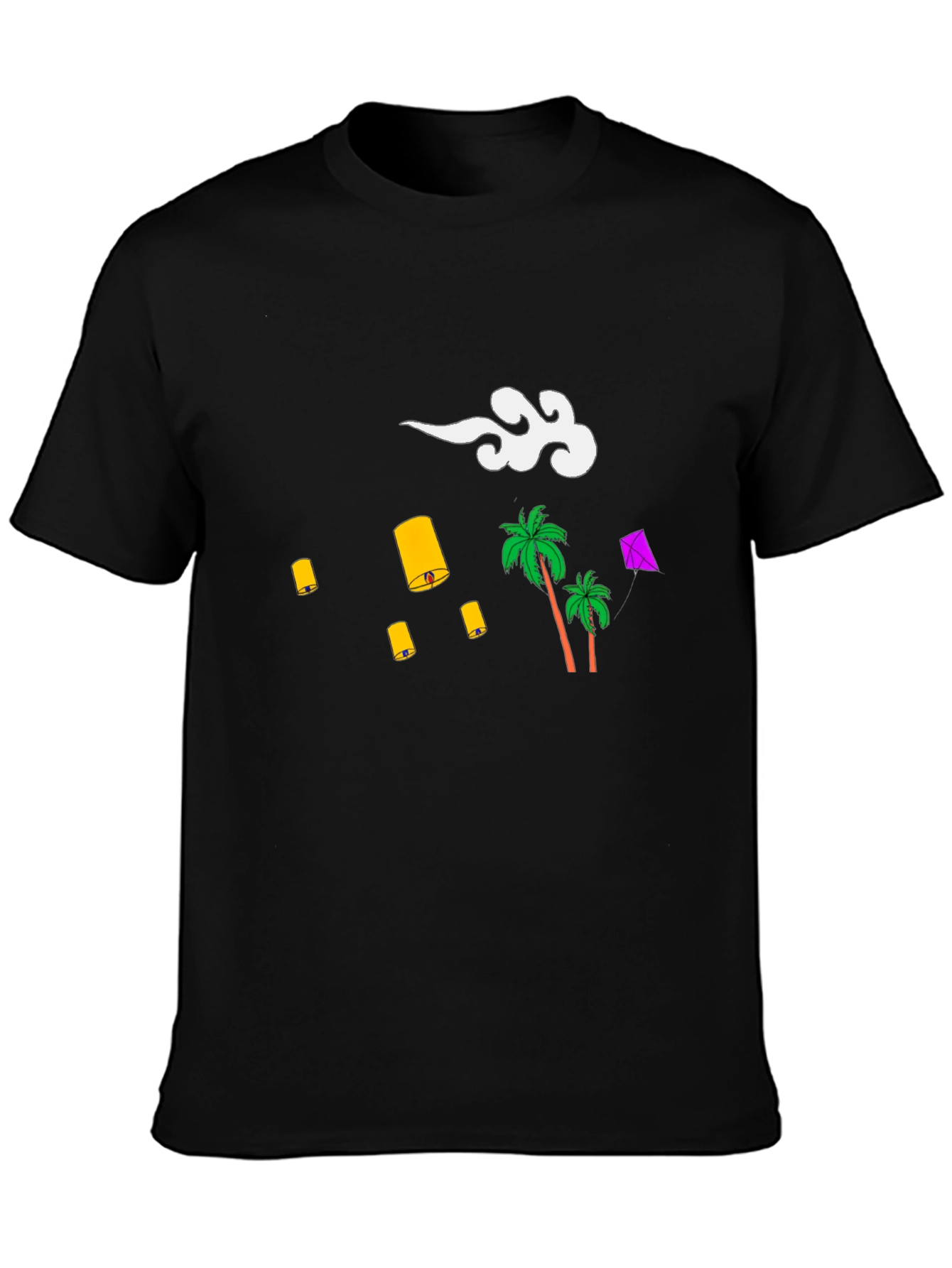 Tropical Lanterns Black Graphic Tee