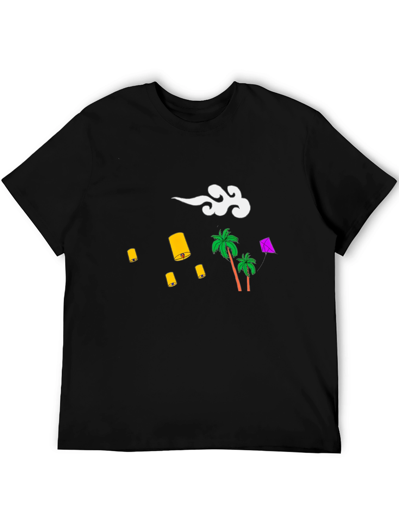 Tropical Lanterns Black Graphic Tee