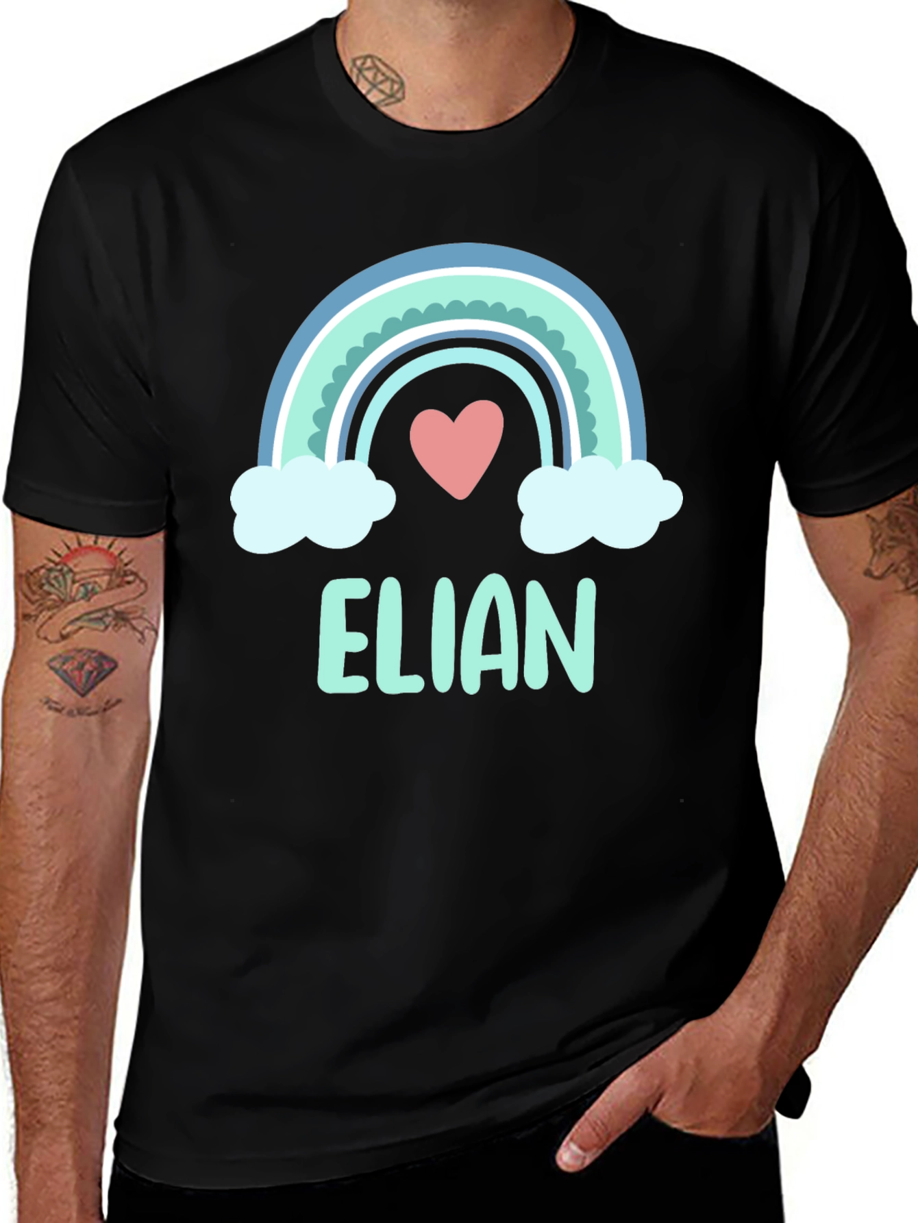 ELIAN Rainbow Heart T-Shirt - Cute Personalized Tee