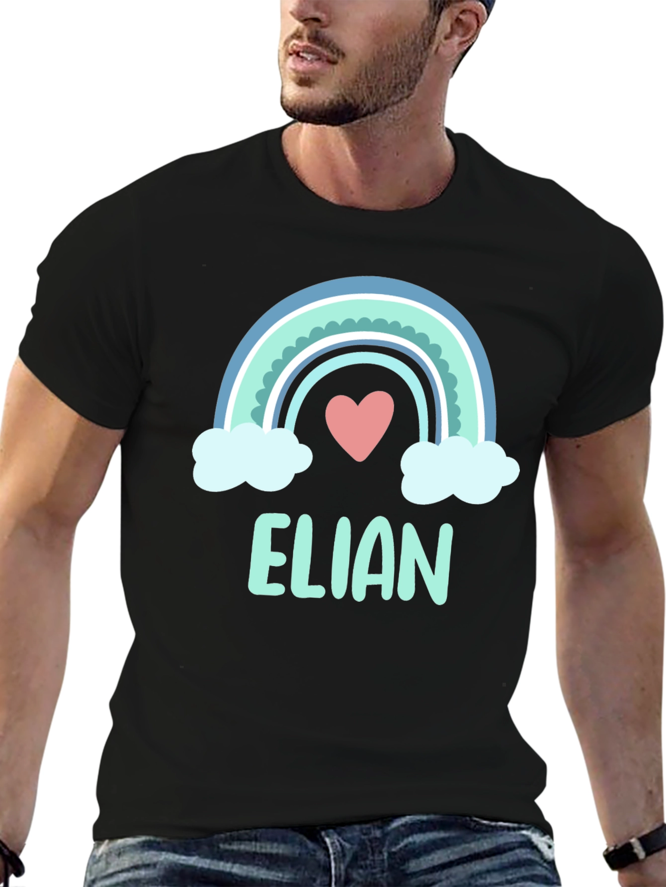 ELIAN Rainbow Heart T-Shirt - Cute Personalized Tee