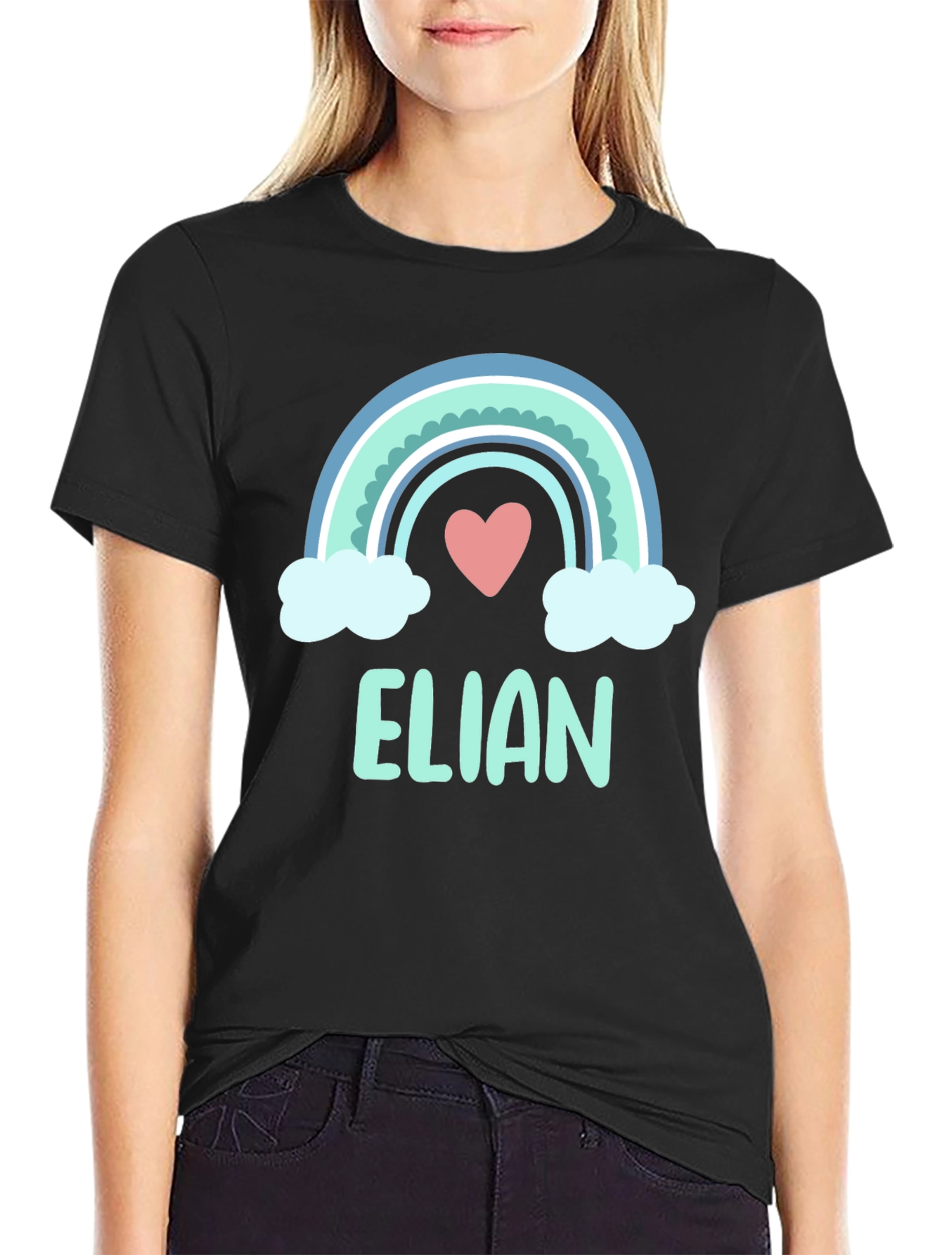 ELIAN Rainbow Heart T-Shirt - Cute Personalized Tee