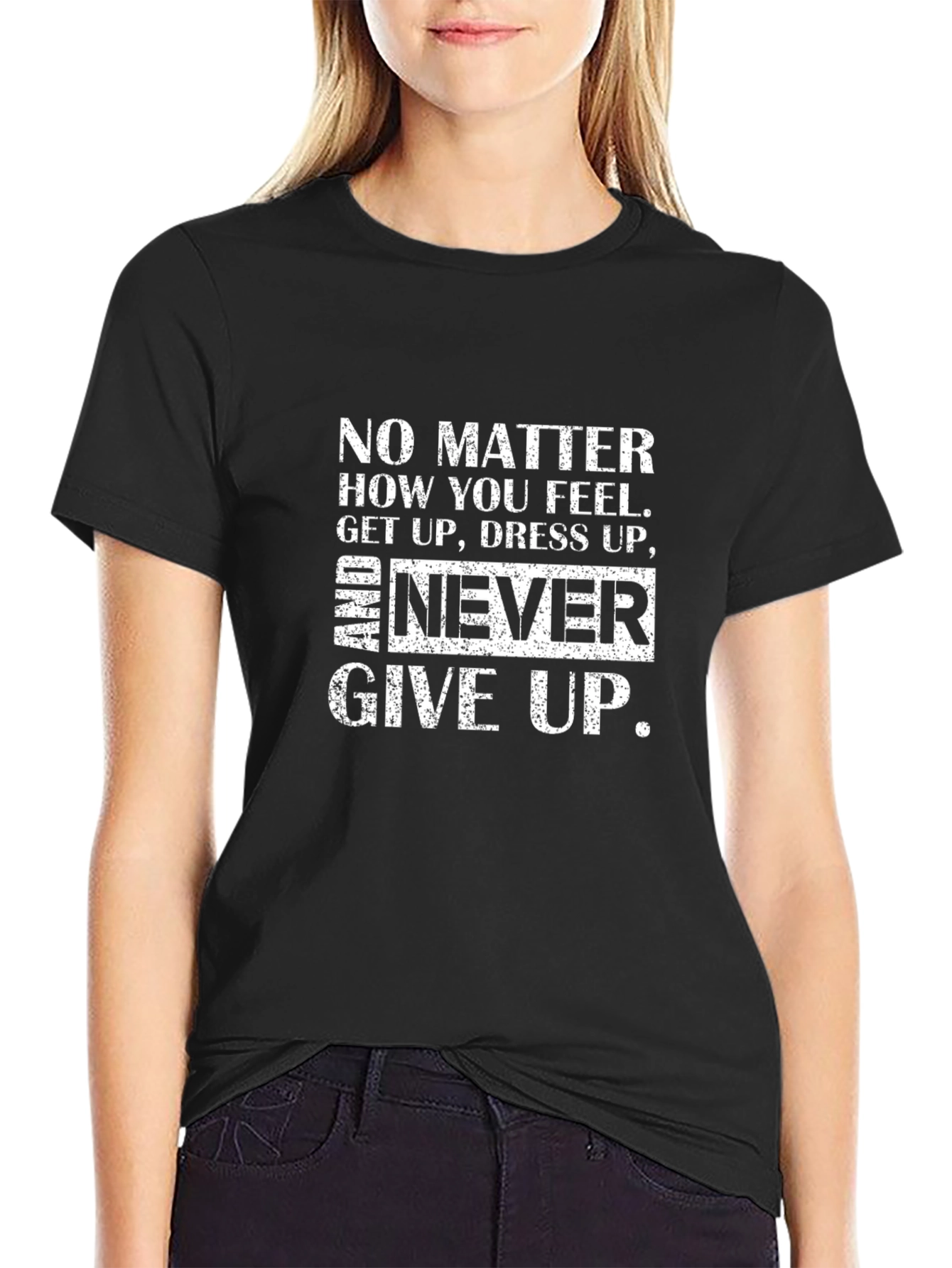 Inspirational T-Shirt: Never Give Up Design