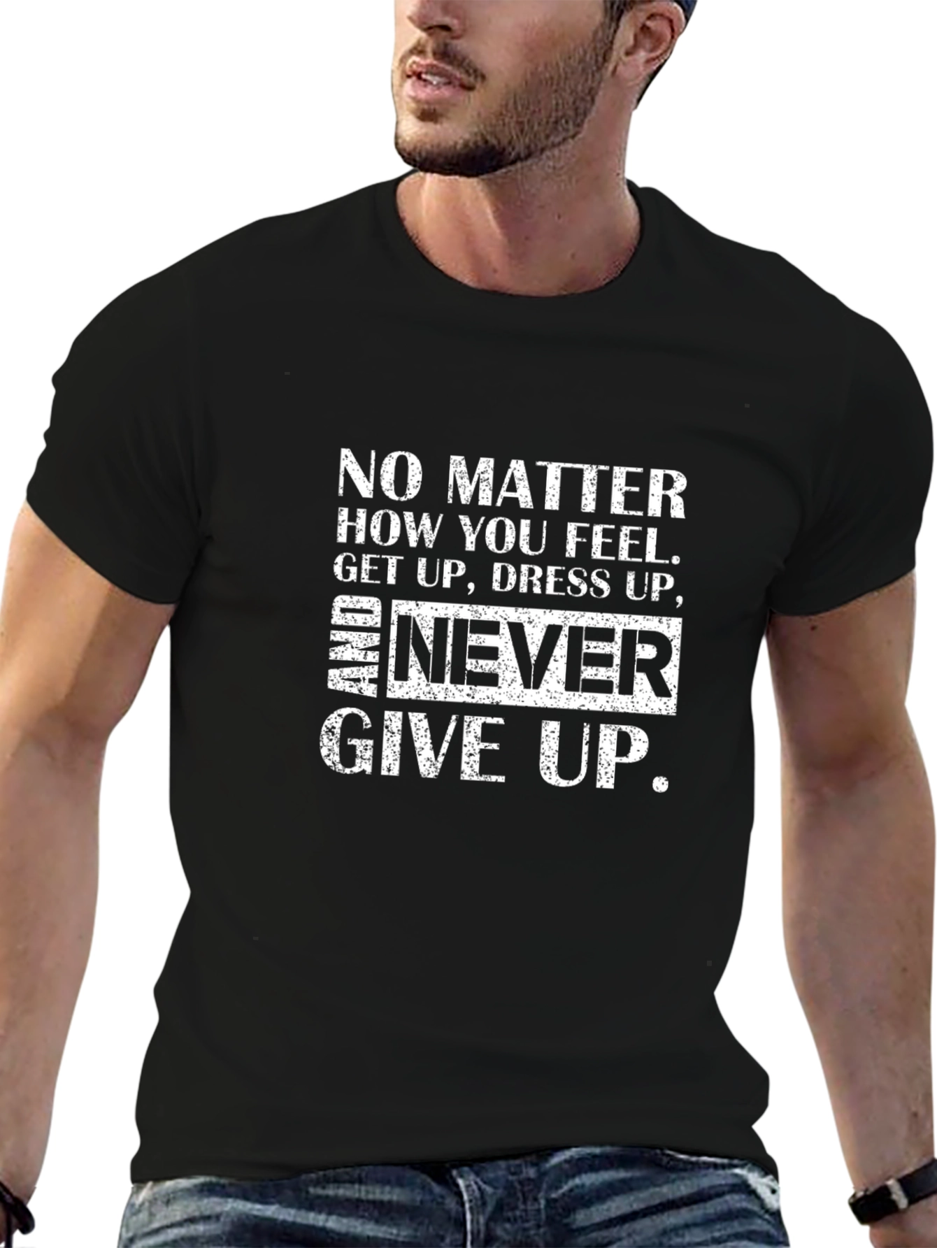 Inspirational T-Shirt: Never Give Up Design